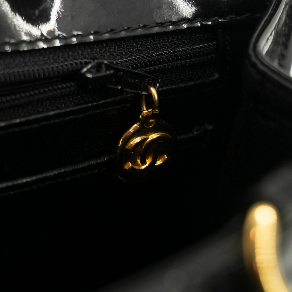 Chanel CC Cocomark Quilted Patent Handle Tote Bag #3982