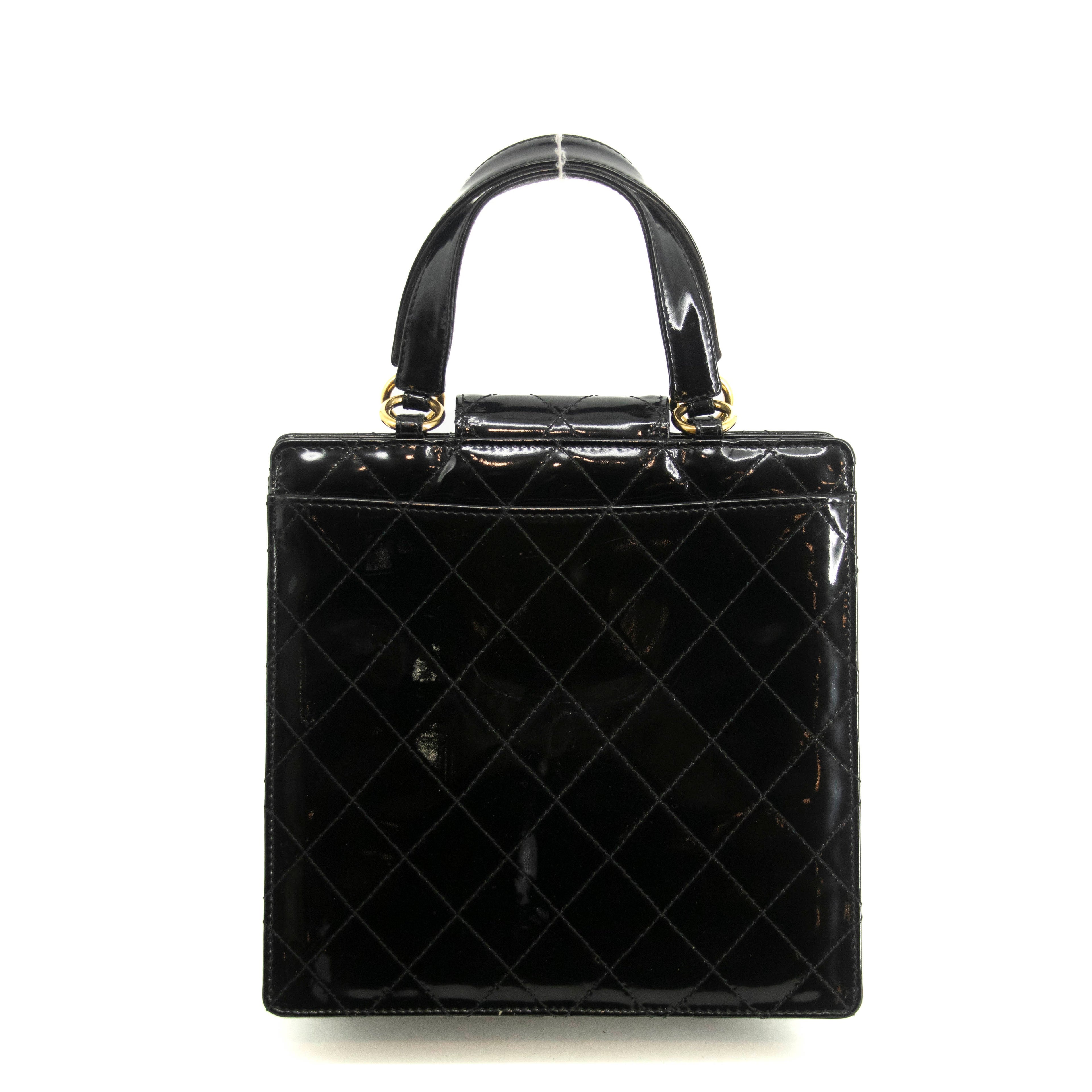 Chanel CC Cocomark Quilted Patent Handle Tote Bag #3982