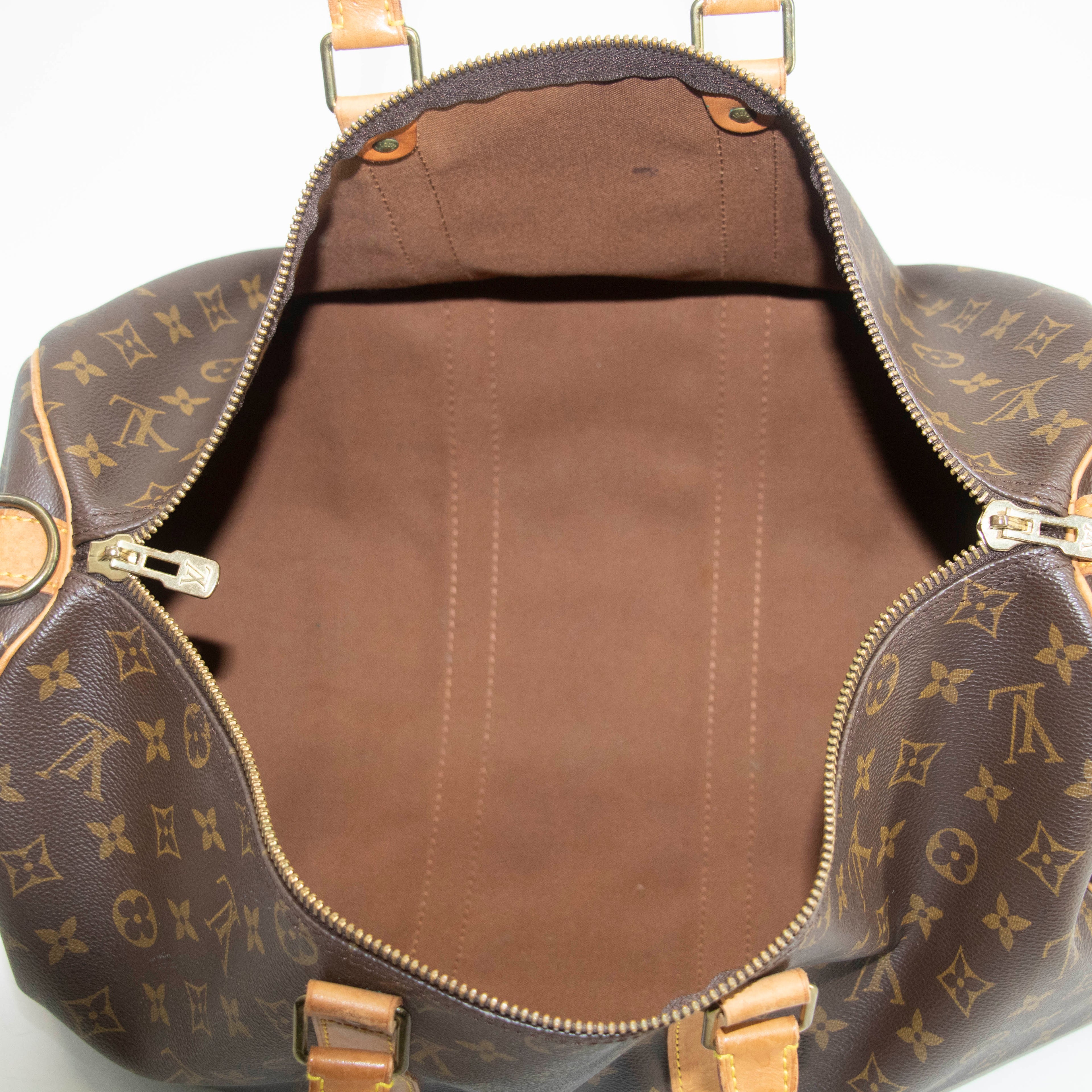 Louis Vuitton Monogram Canvas Brown Keepall 45 Bandouliere Boston Bag #3991