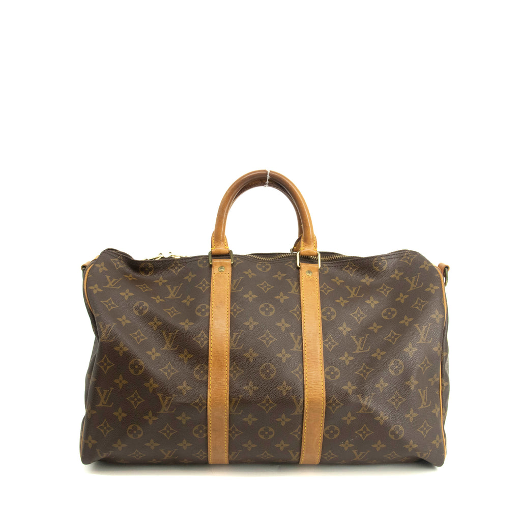 Louis Vuitton Monogram Canvas Brown Keepall 45 Bandouliere Boston Bag #3991