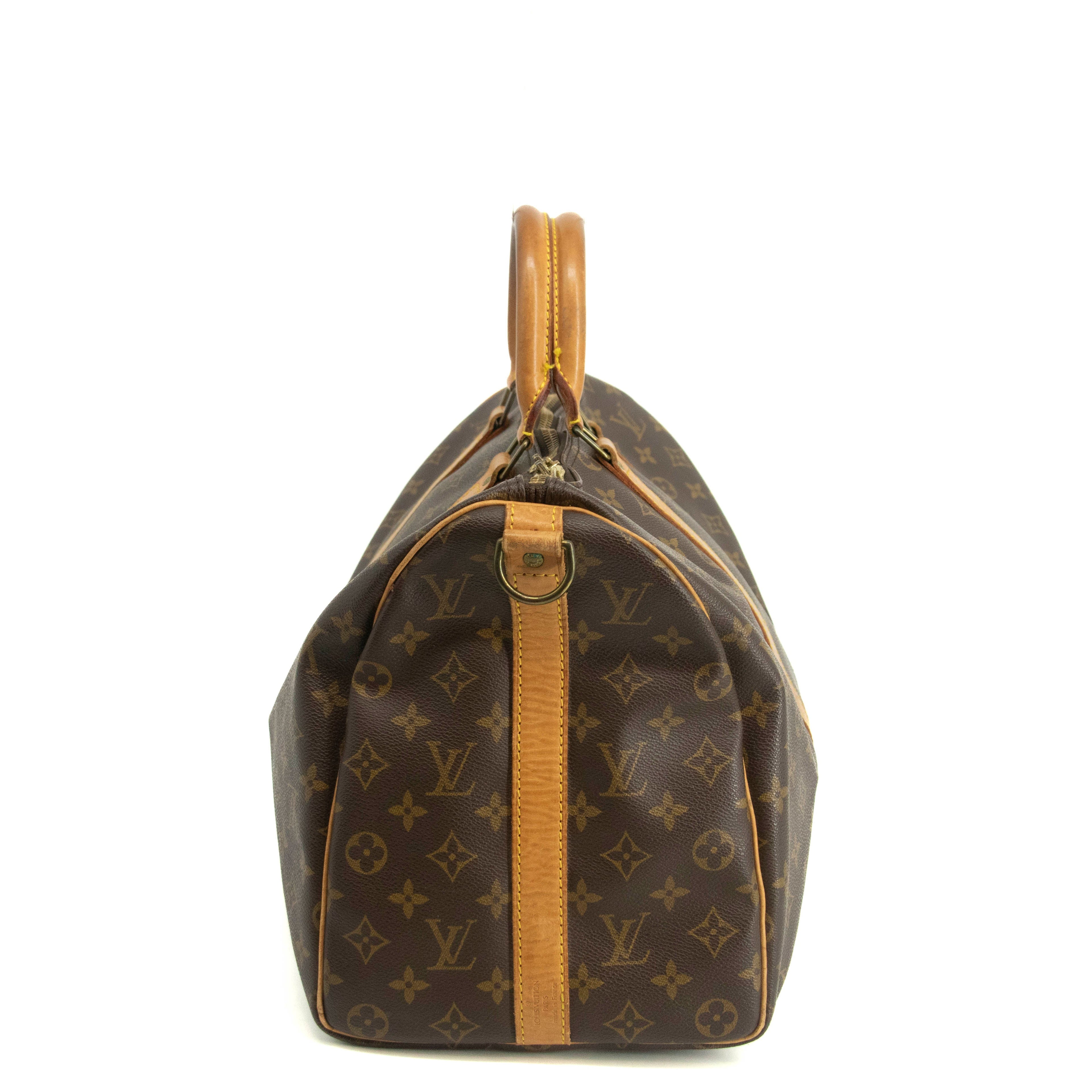 Louis Vuitton Monogram Canvas Brown Keepall 45 Bandouliere Boston Bag #3991