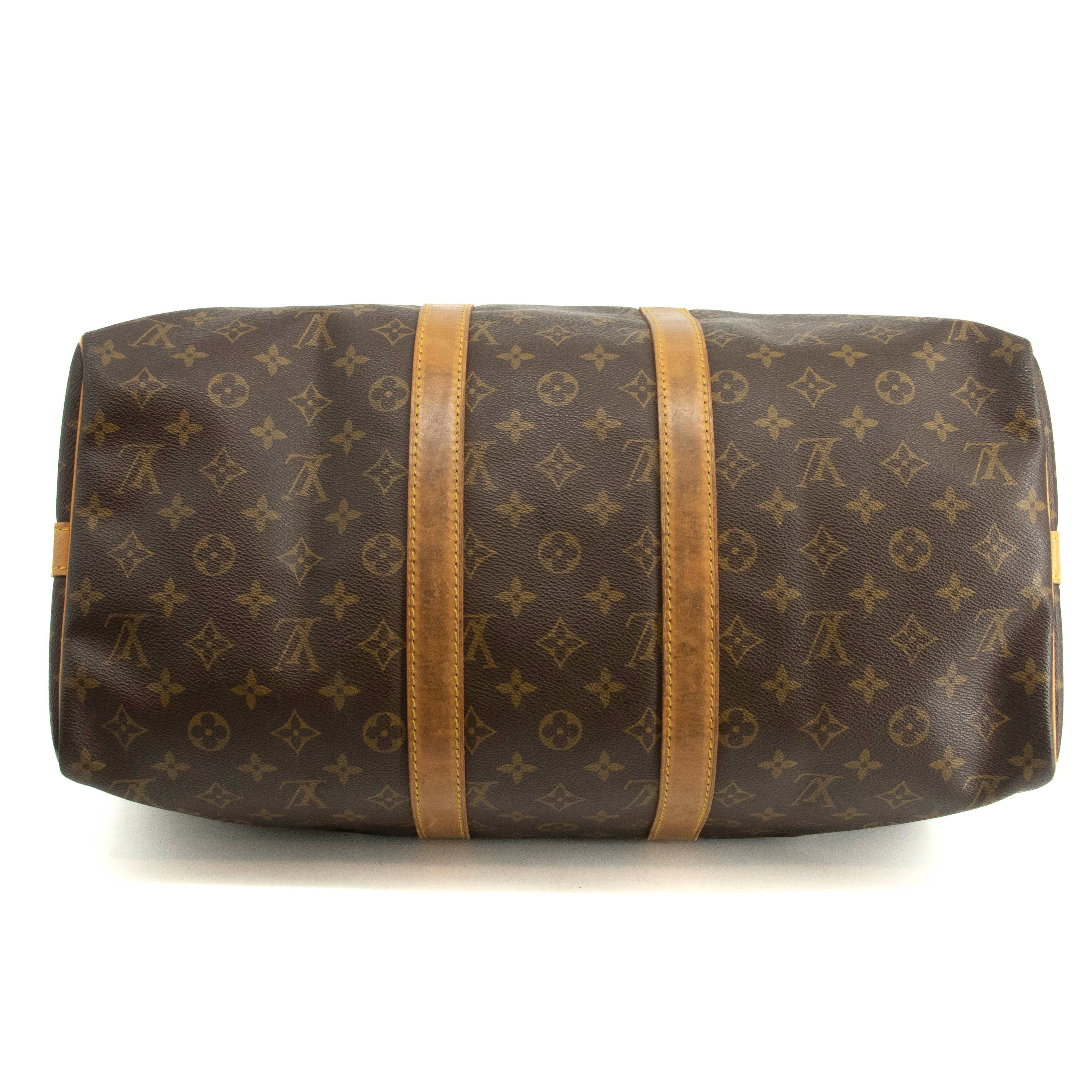 Louis Vuitton Monogram Canvas Brown Keepall 45 Bandouliere Boston Bag #3991