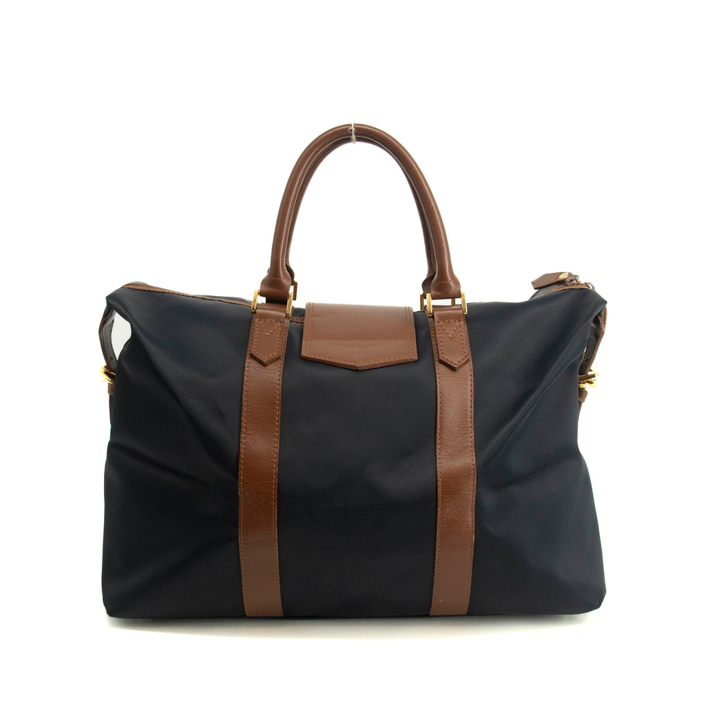 Saint Laurent YSL Nylon x Leather Blue Boston Bag #3995