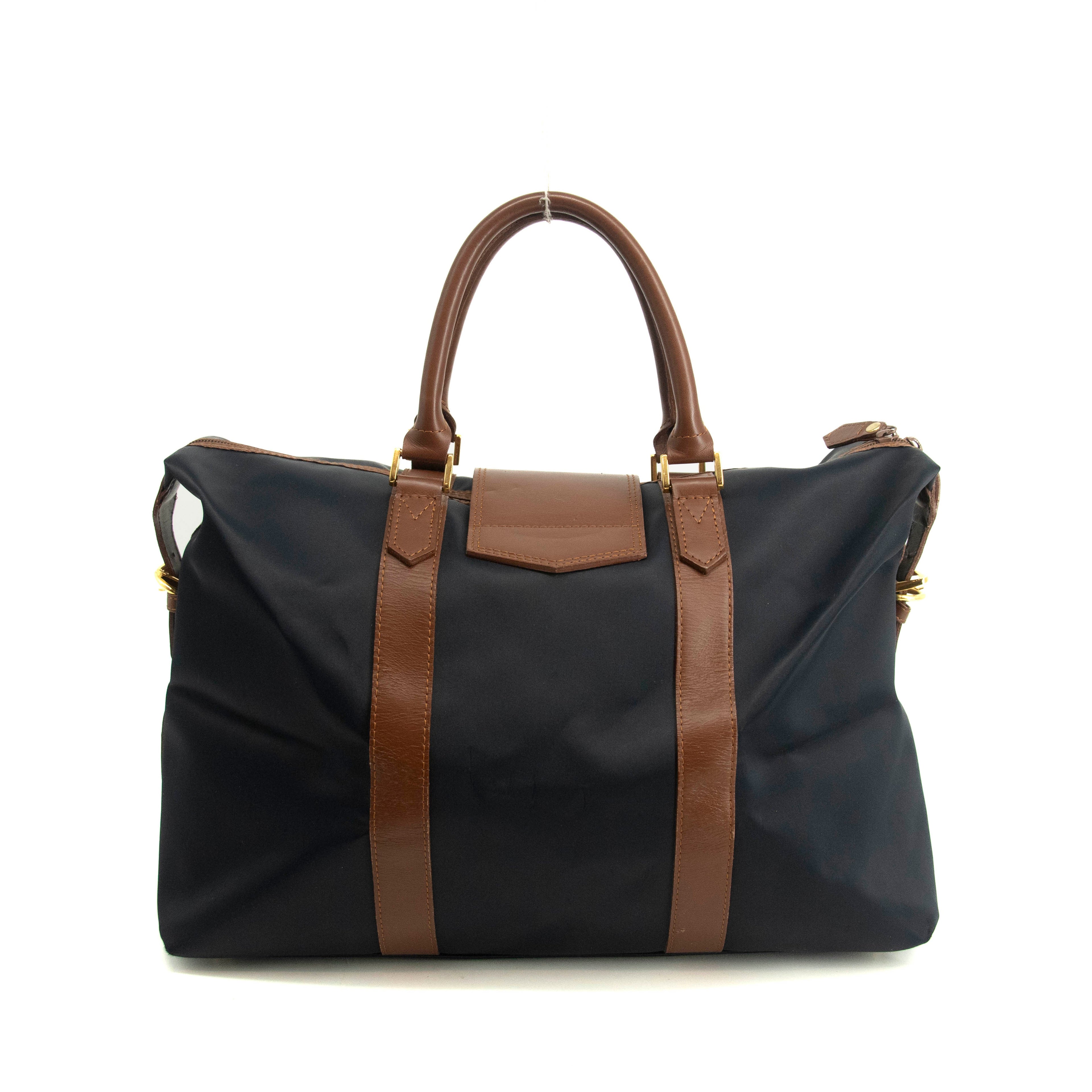 Saint Laurent YSL Nylon x Leather Blue Boston Bag #3995