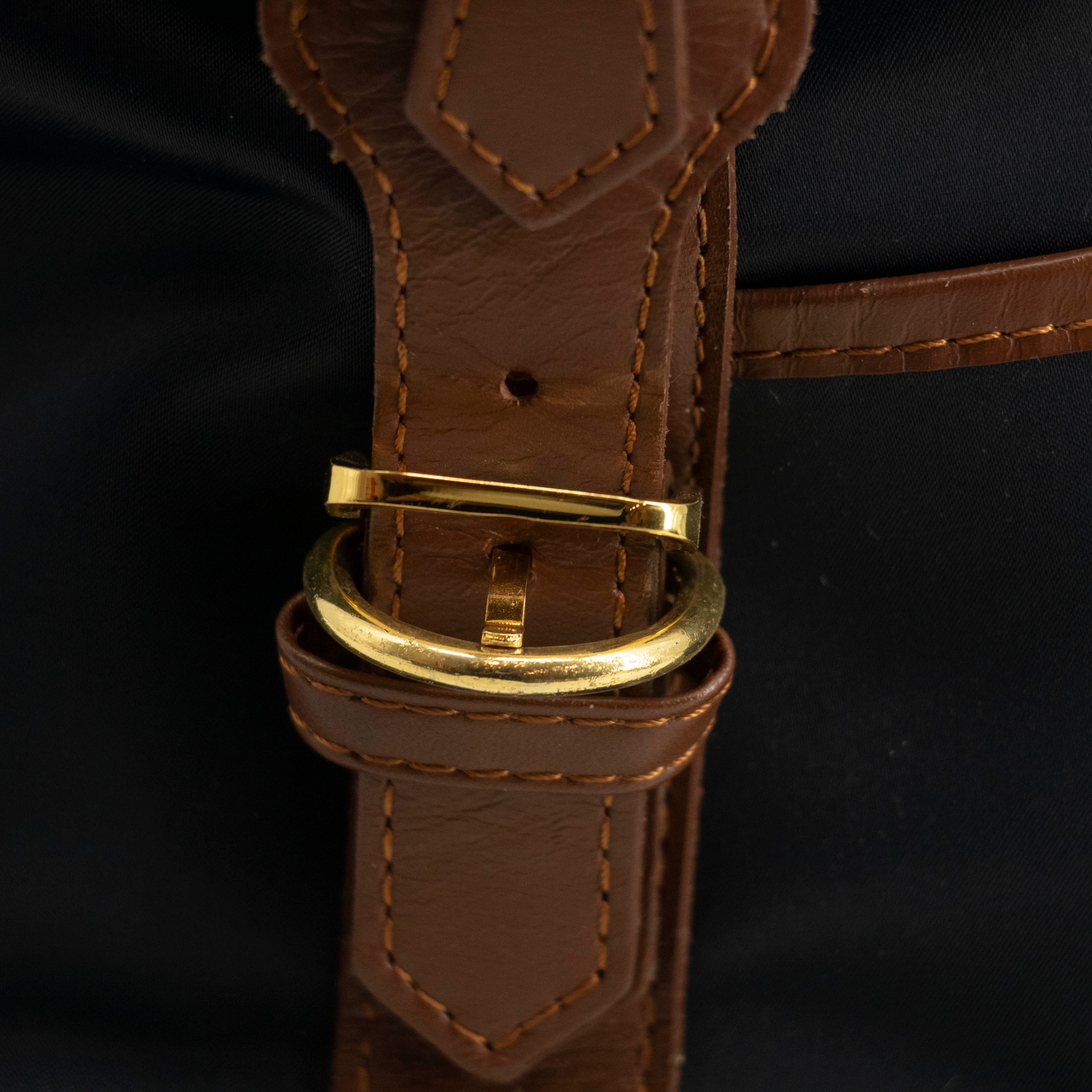 Saint Laurent YSL Nylon x Leather Blue Boston Bag #3995