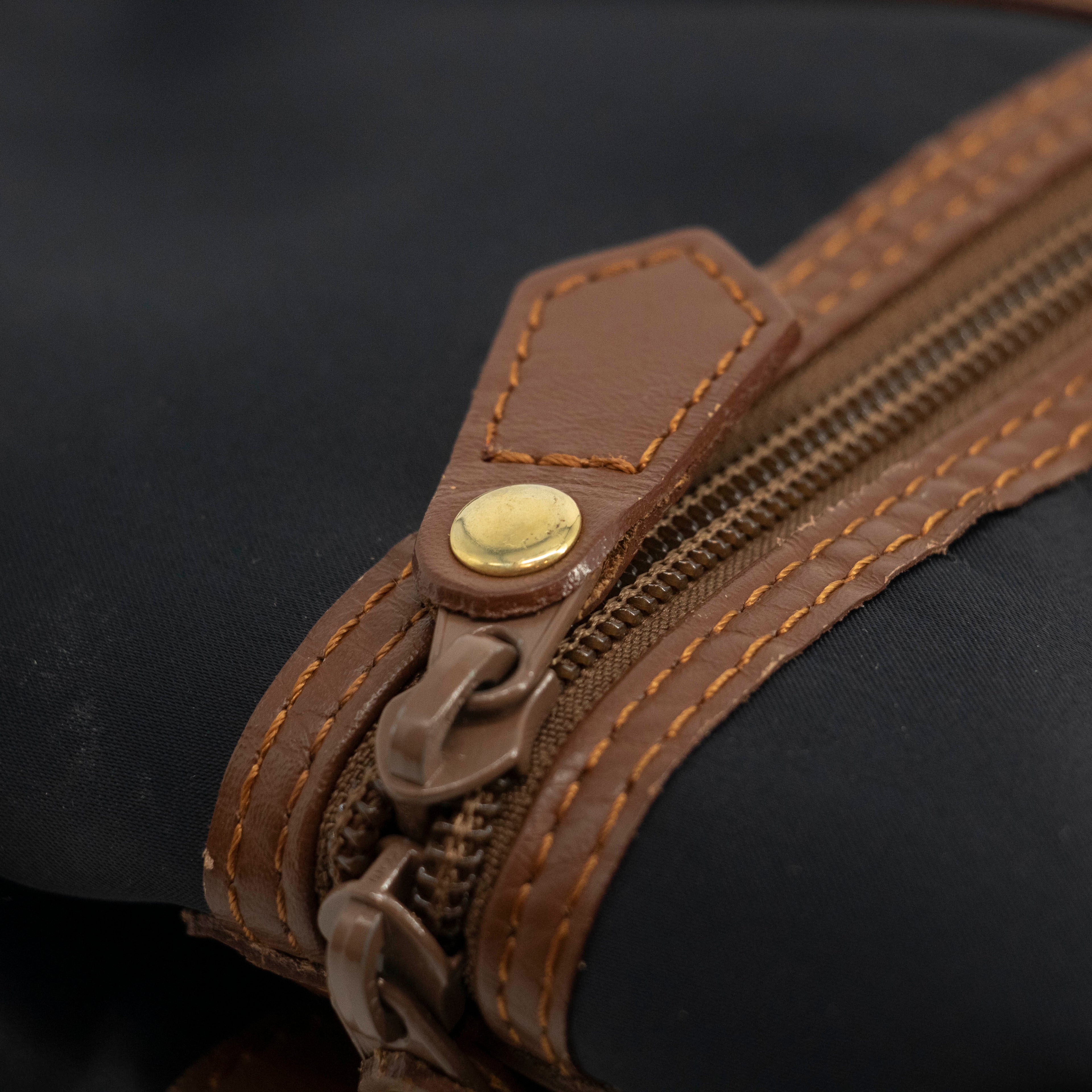 Saint Laurent YSL Nylon x Leather Blue Boston Bag #3995