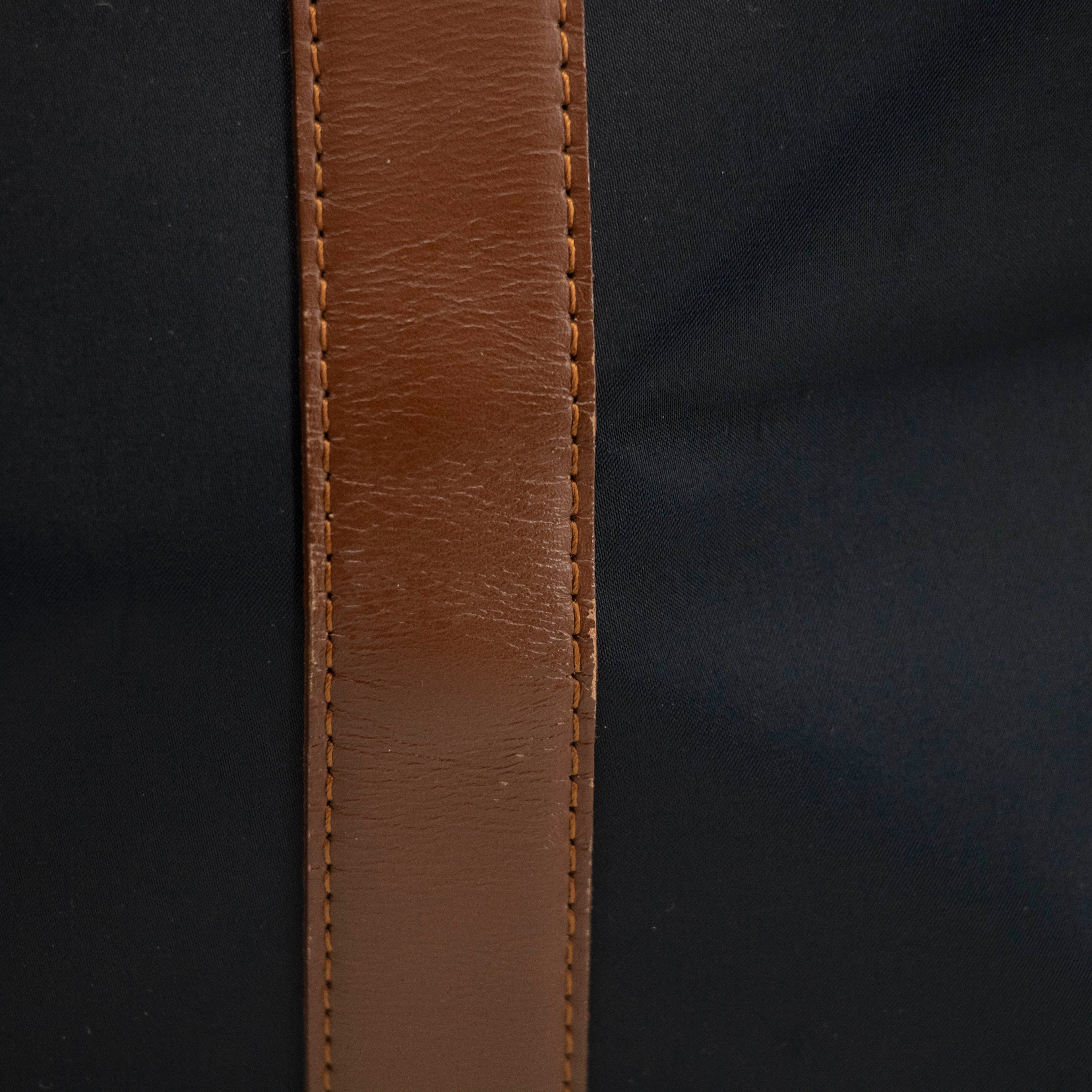 Saint Laurent YSL Nylon x Leather Blue Boston Bag #3995