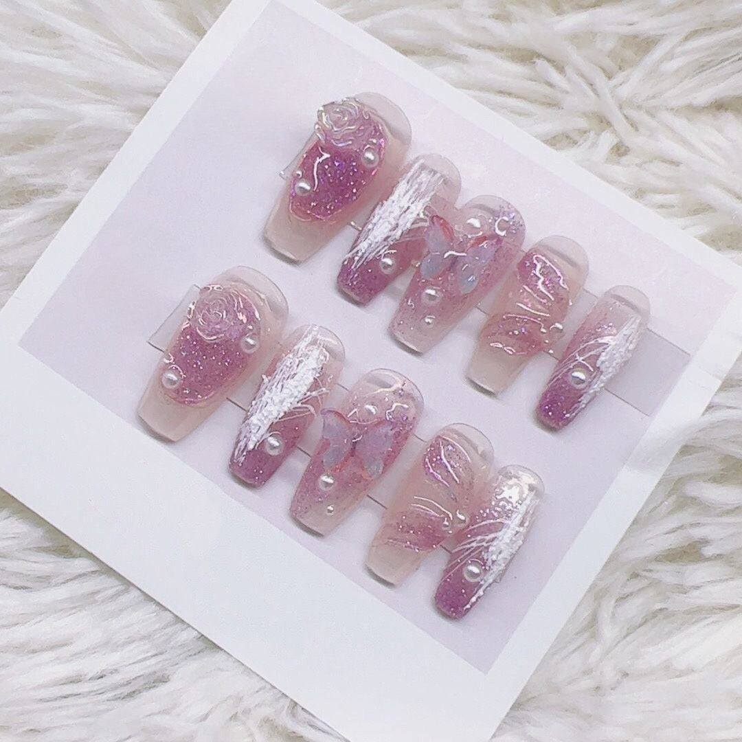 0942- Handmade press on nails fake nails removable