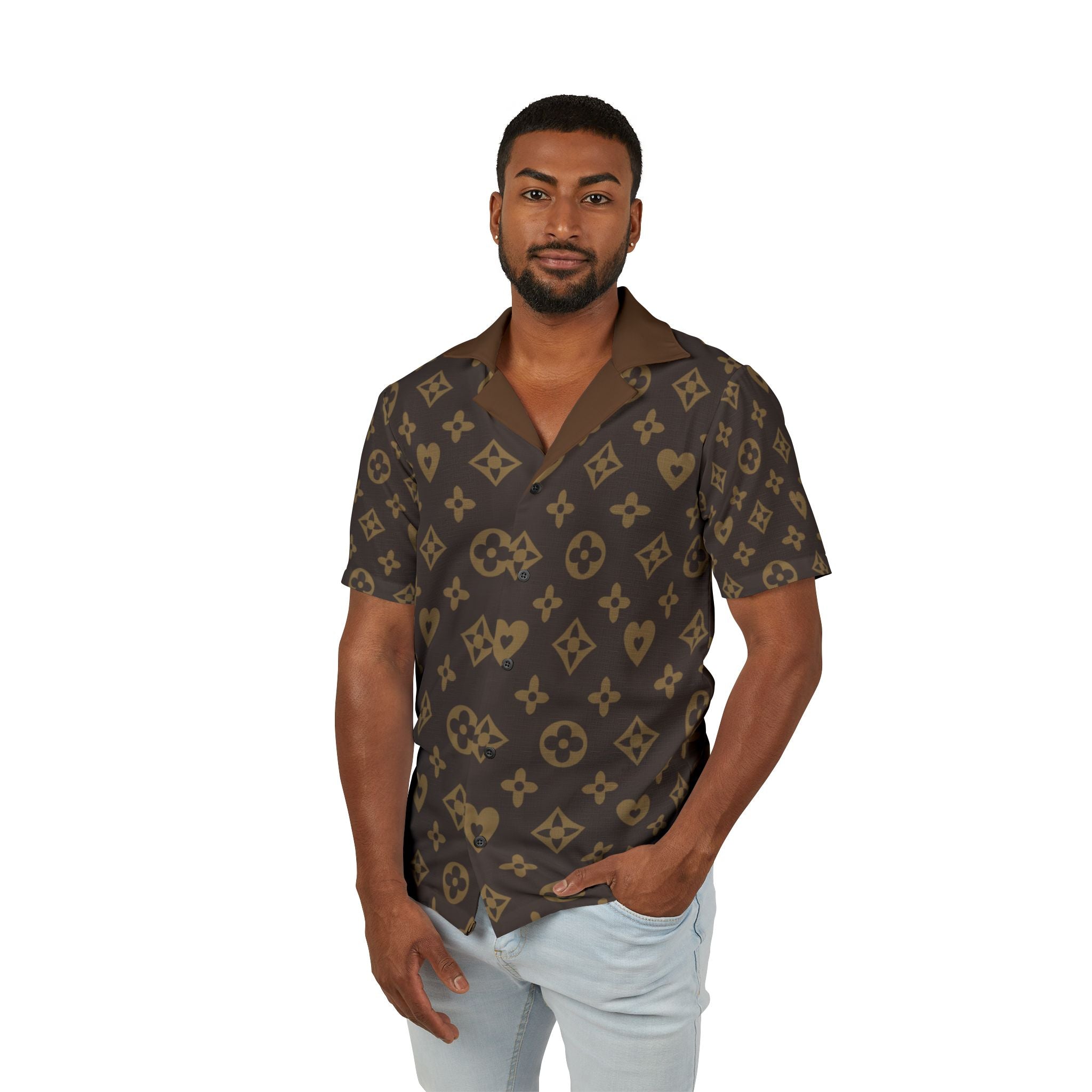 Brown Monogram Hawaiian Shirt – Luxury-Style Camp Shirt