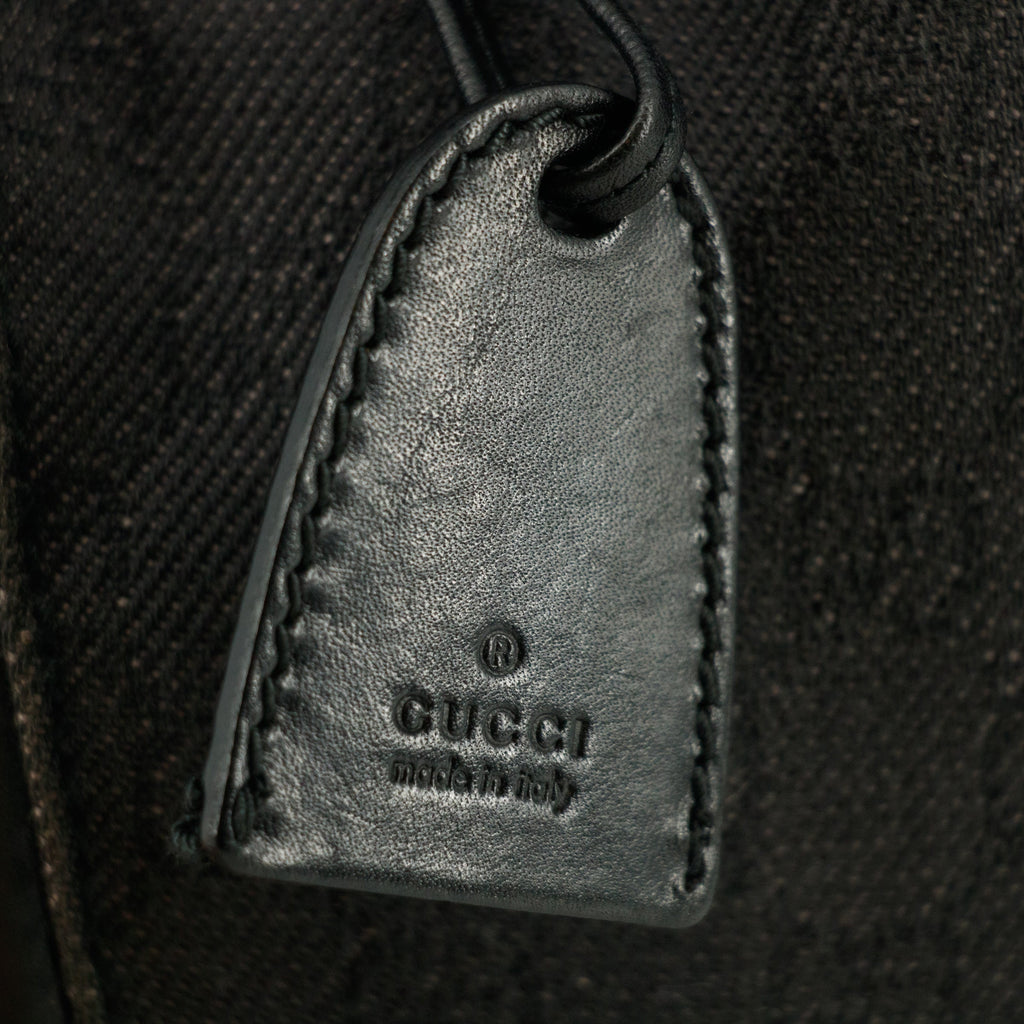 Gucci Black GG Canvas x Leather Tote Bag w/ Pouch #4623