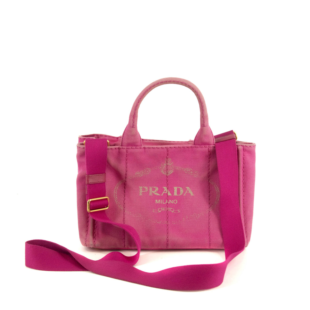 Prada Pink Canvas Canapa Small Logo 2Way Tote Bag #4664