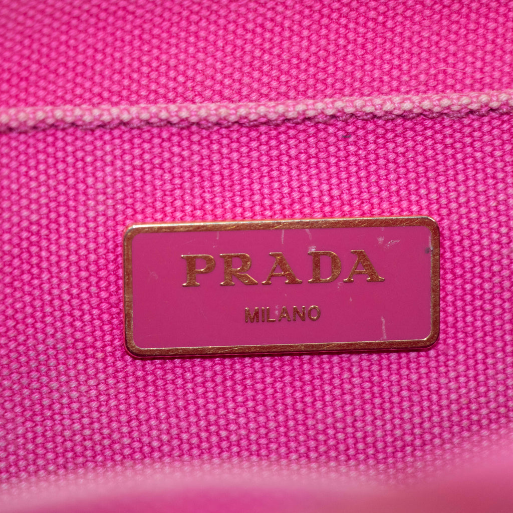 Prada Pink Canvas Canapa Small Logo 2Way Tote Bag #4664