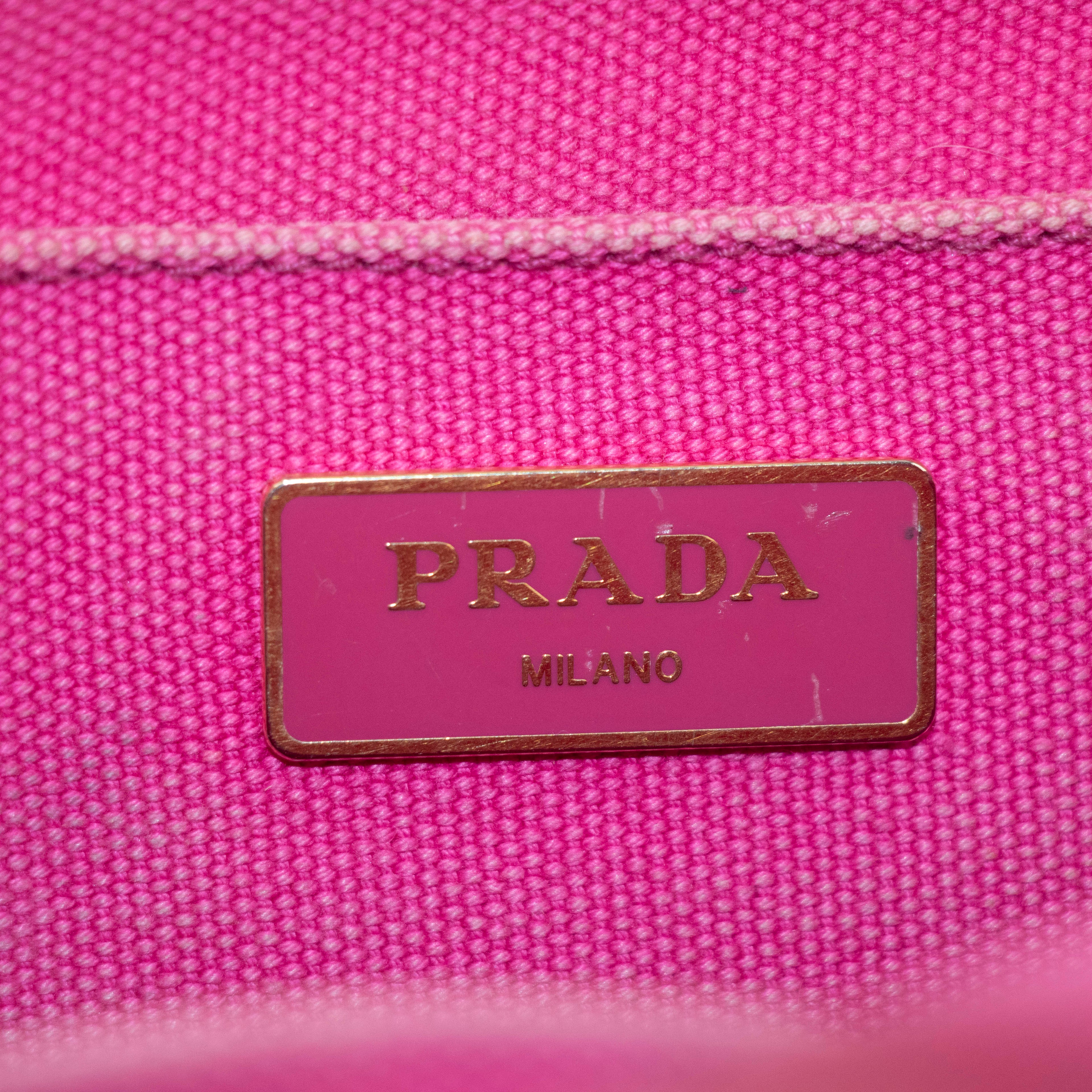 Prada Pink Canvas Canapa Small Logo 2Way Tote Bag #4664