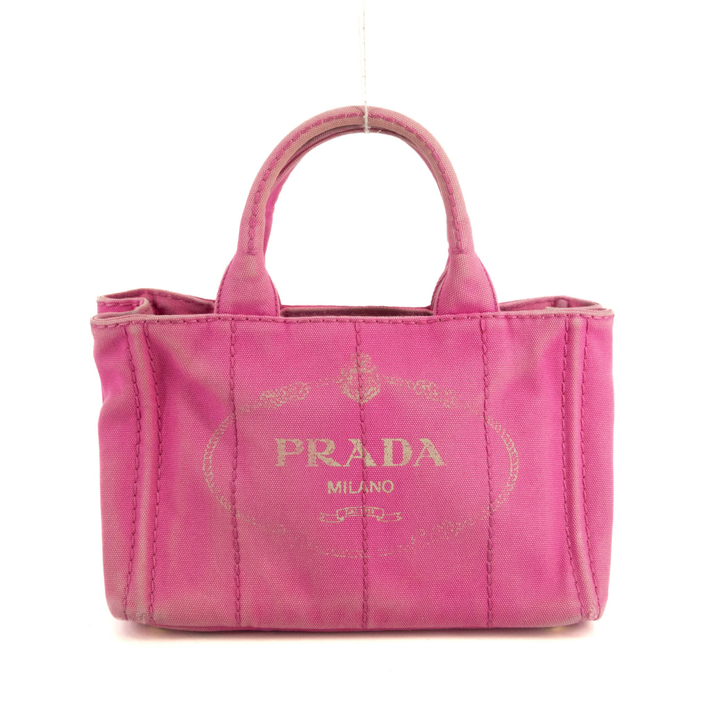 Prada Pink Canvas Canapa Small Logo 2Way Tote Bag #4664