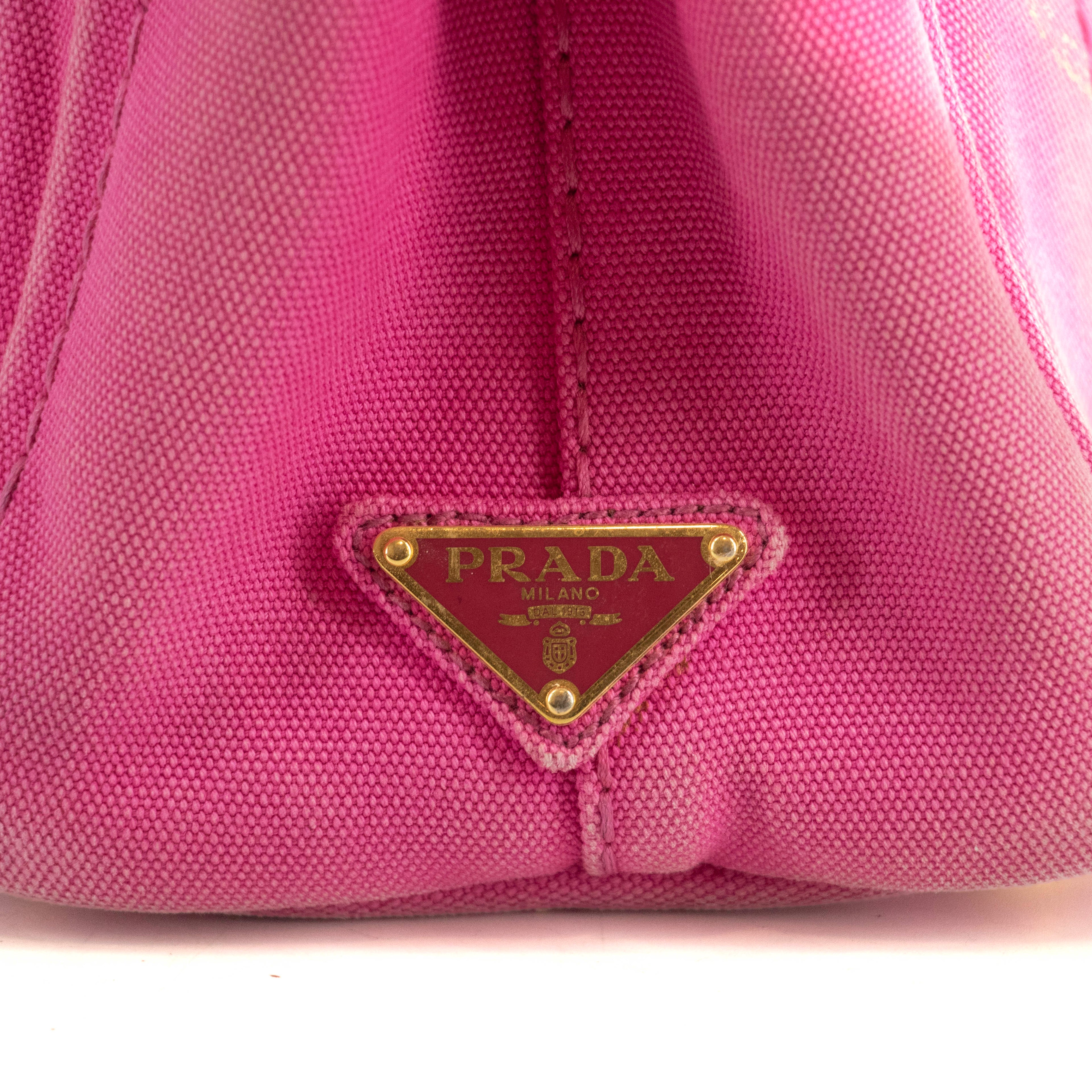 Prada Pink Canvas Canapa Small Logo 2Way Tote Bag #4664