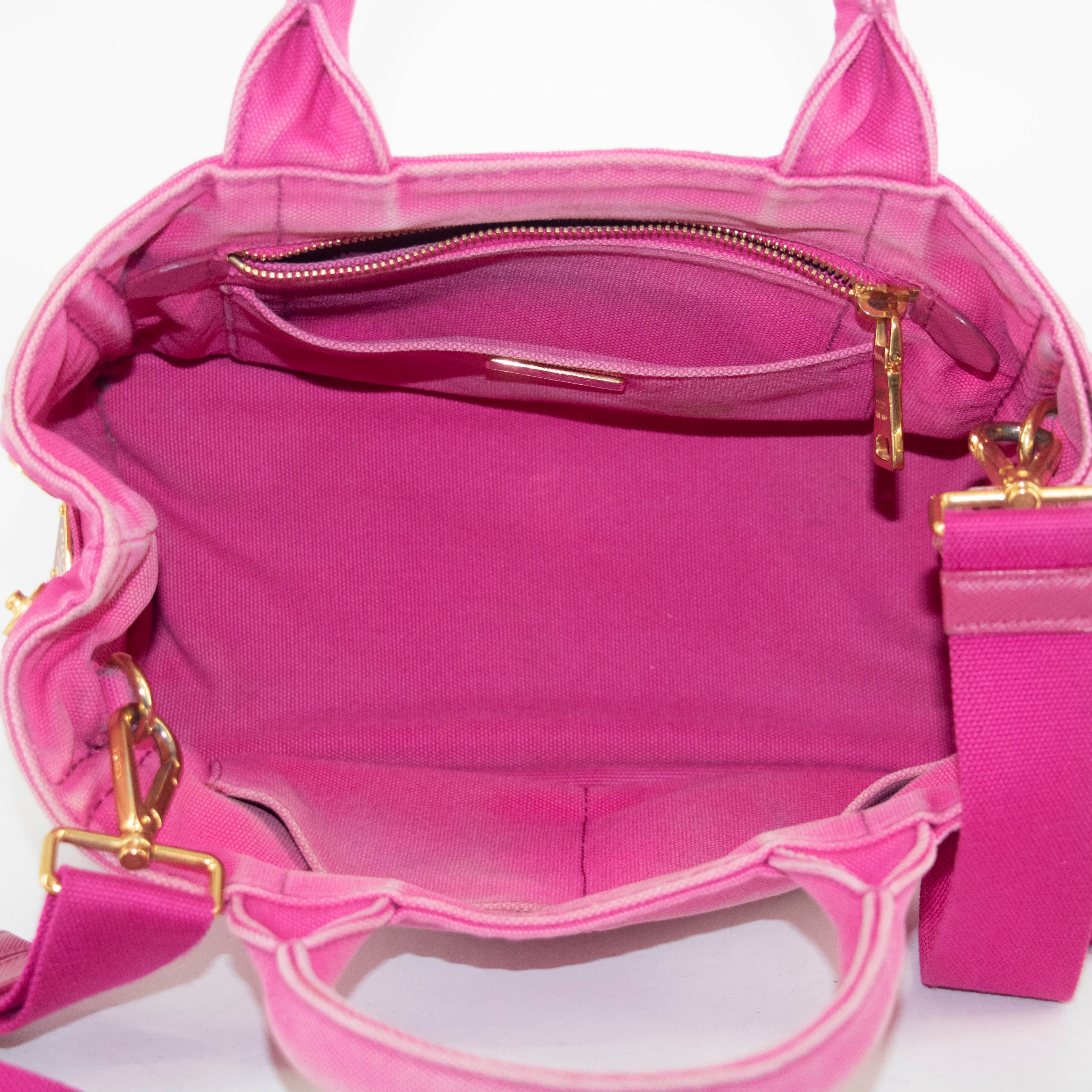 Prada Pink Canvas Canapa Small Logo 2Way Tote Bag #4664