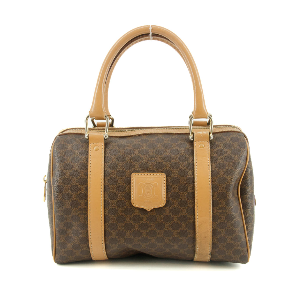 Celine Macadam Brown PVC x Leather Mini Boston Bag #4687