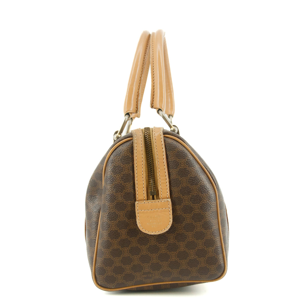 Celine Macadam Brown PVC x Leather Mini Boston Bag #4687