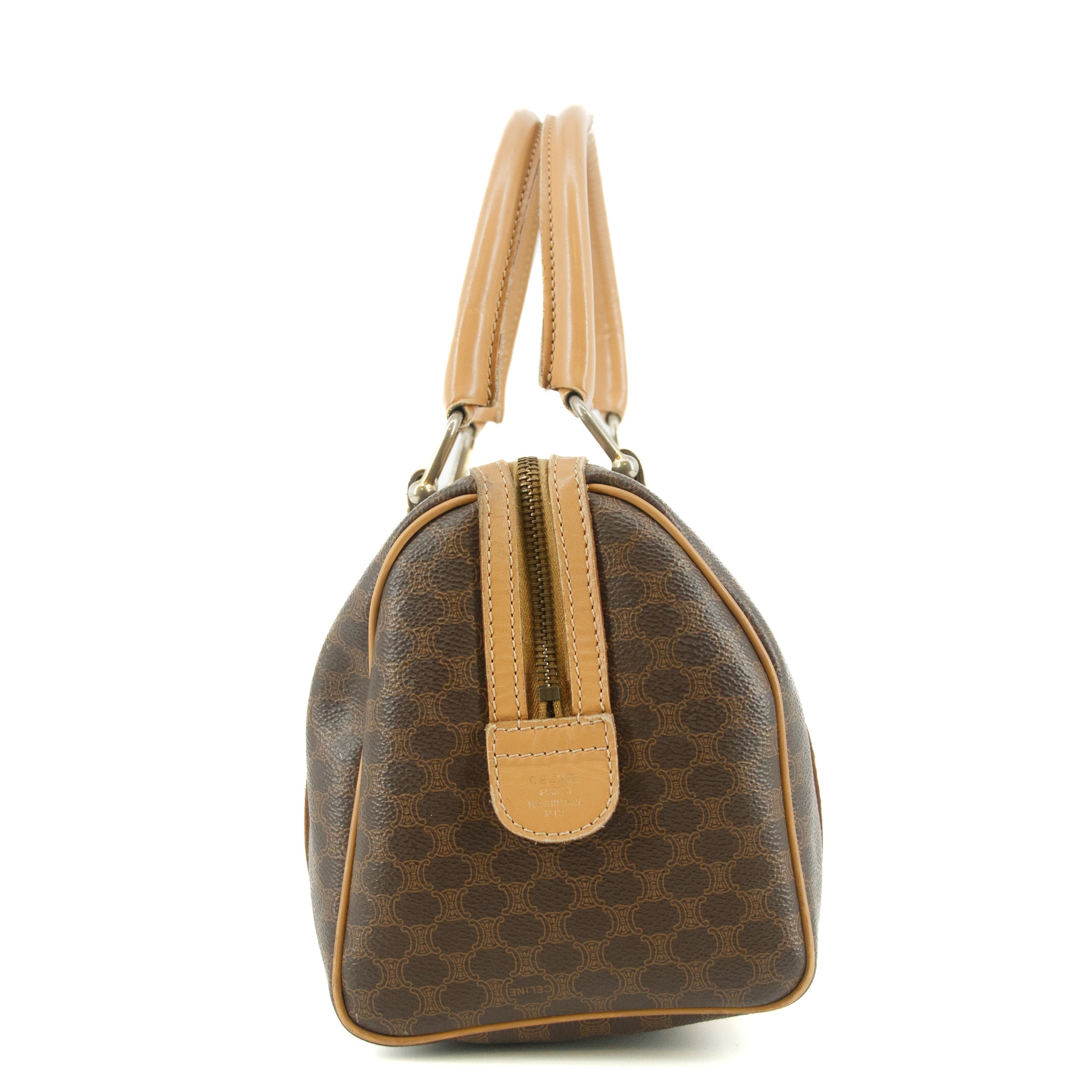 Celine Macadam Brown PVC x Leather Mini Boston Bag #4687