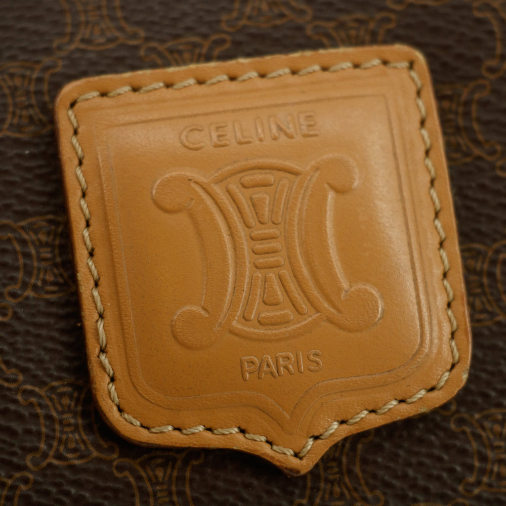 Celine Macadam Brown PVC x Leather Mini Boston Bag #4687