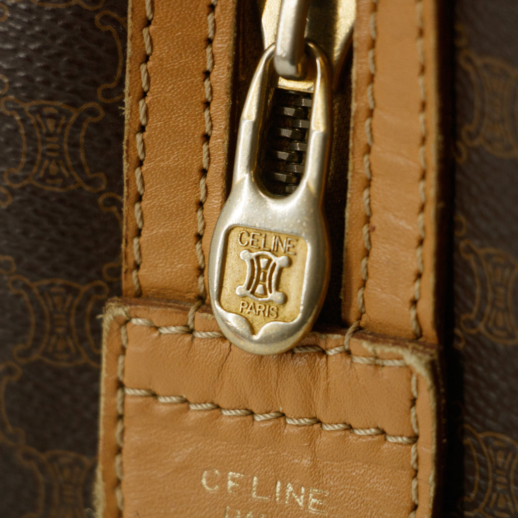 Celine Macadam Brown PVC x Leather Mini Boston Bag #4687