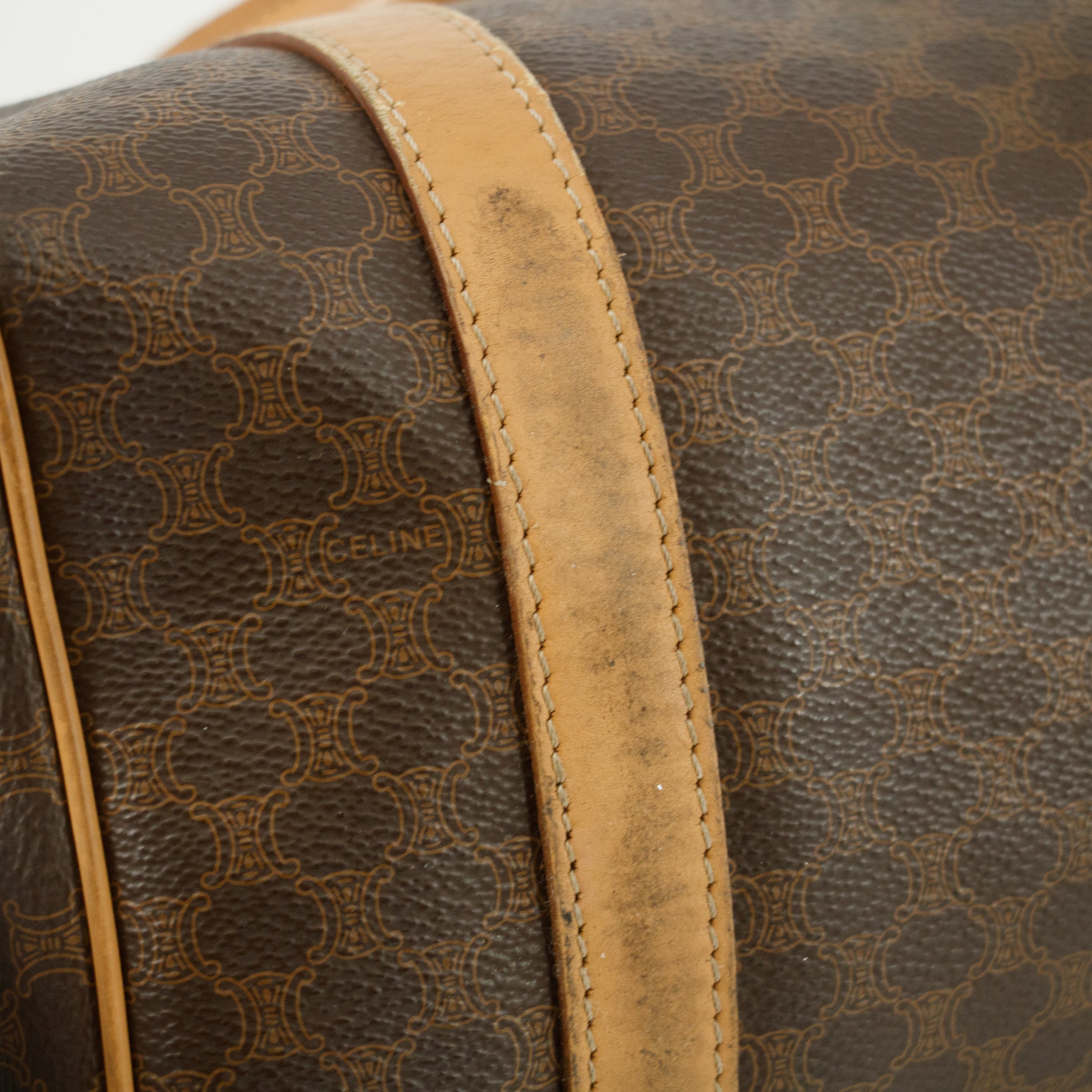 Celine Macadam Brown PVC x Leather Mini Boston Bag #4687