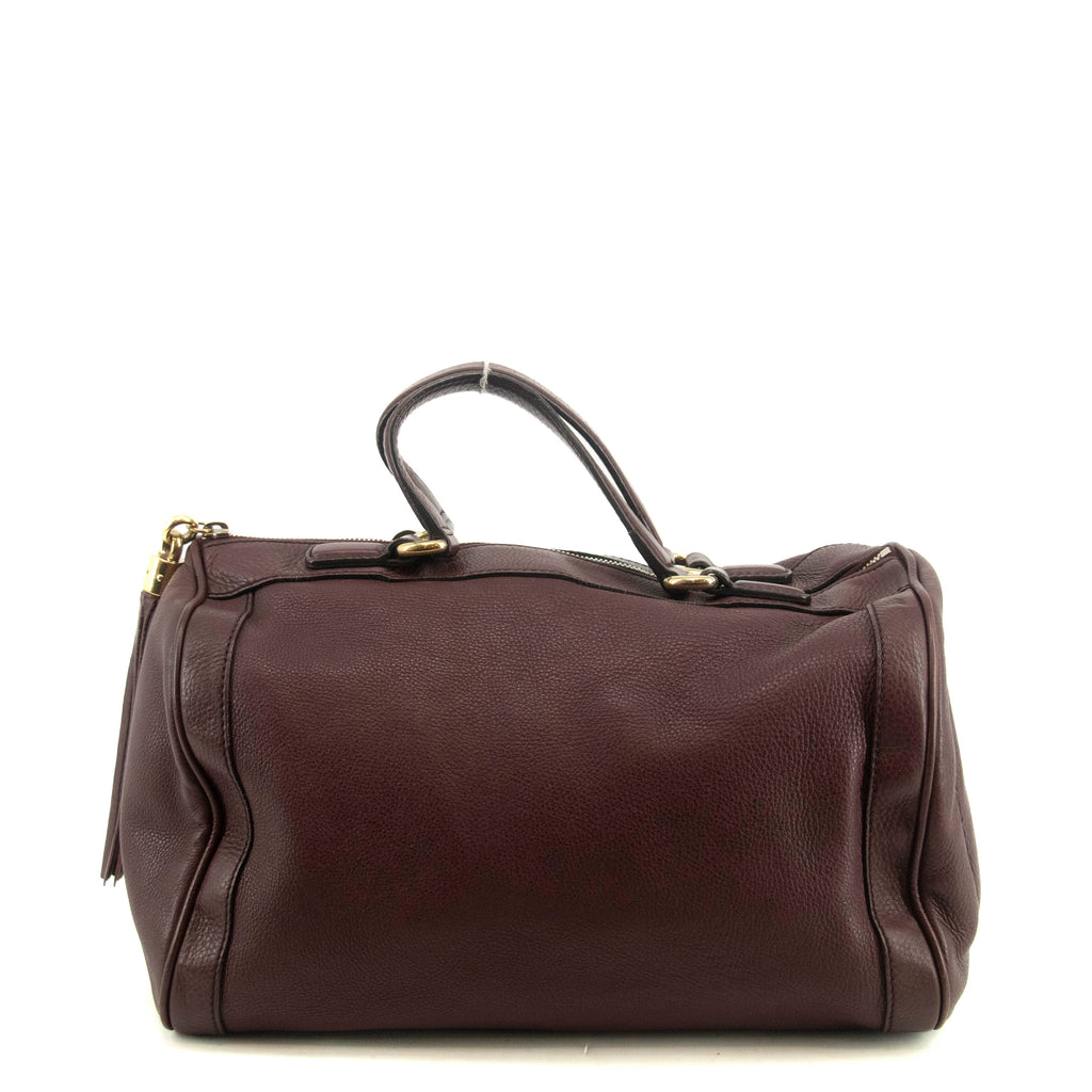 Gucci Burgundy Leather Tassel Soho Boston Bag #4736