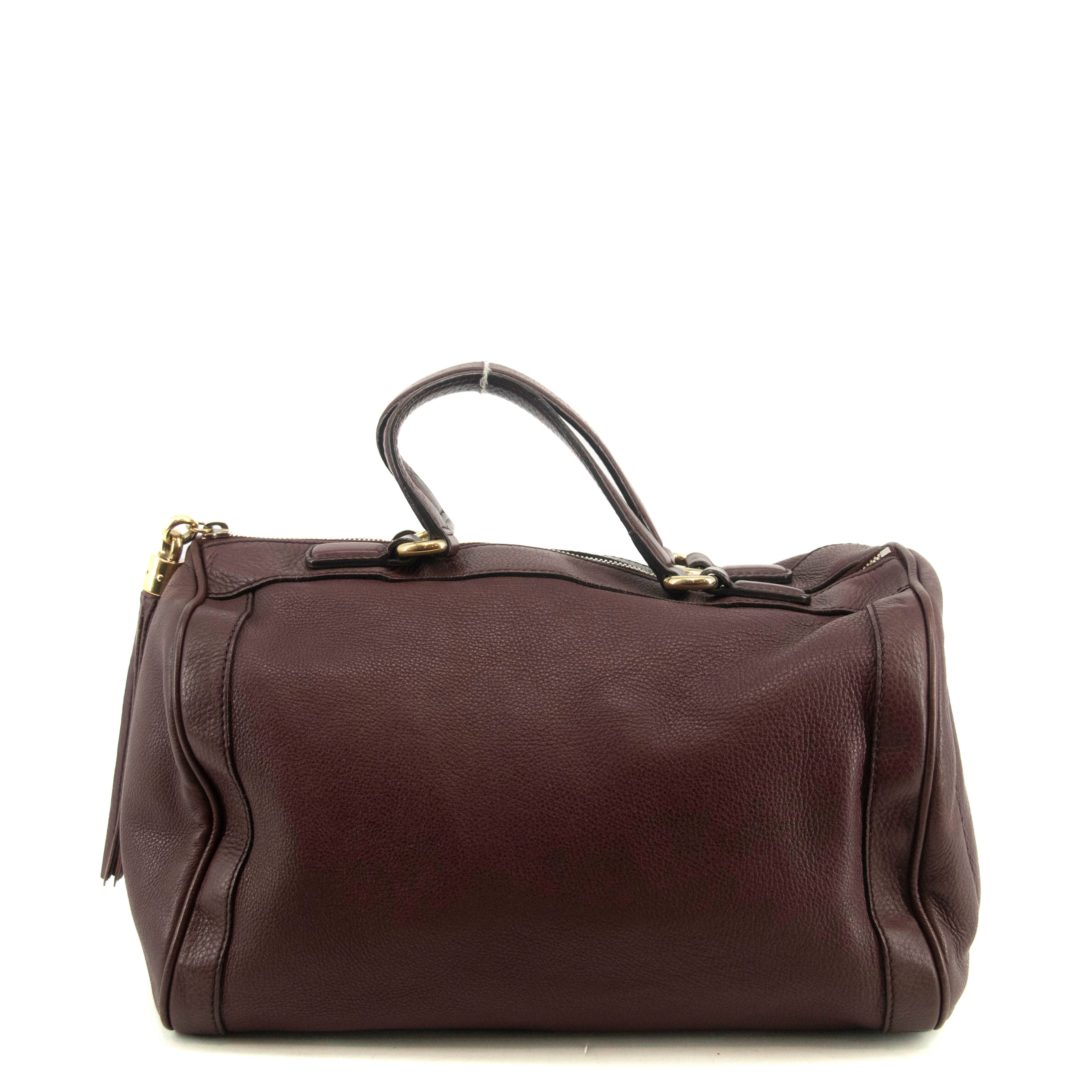 Gucci Burgundy Leather Tassel Soho Boston Bag #4736