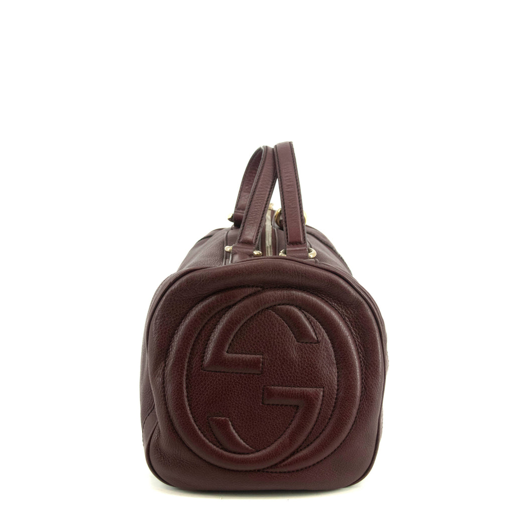 Gucci Burgundy Leather Tassel Soho Boston Bag #4736
