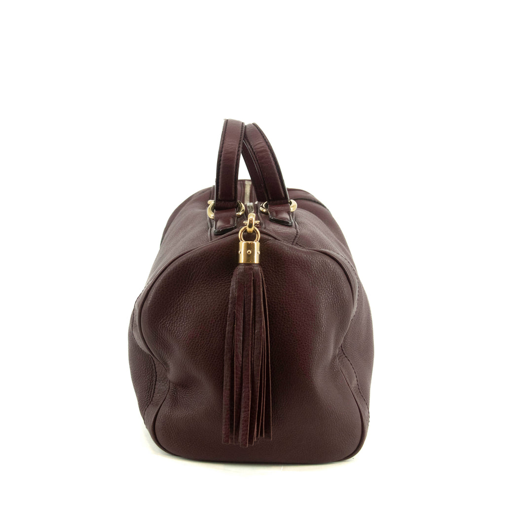 Gucci Burgundy Leather Tassel Soho Boston Bag #4736
