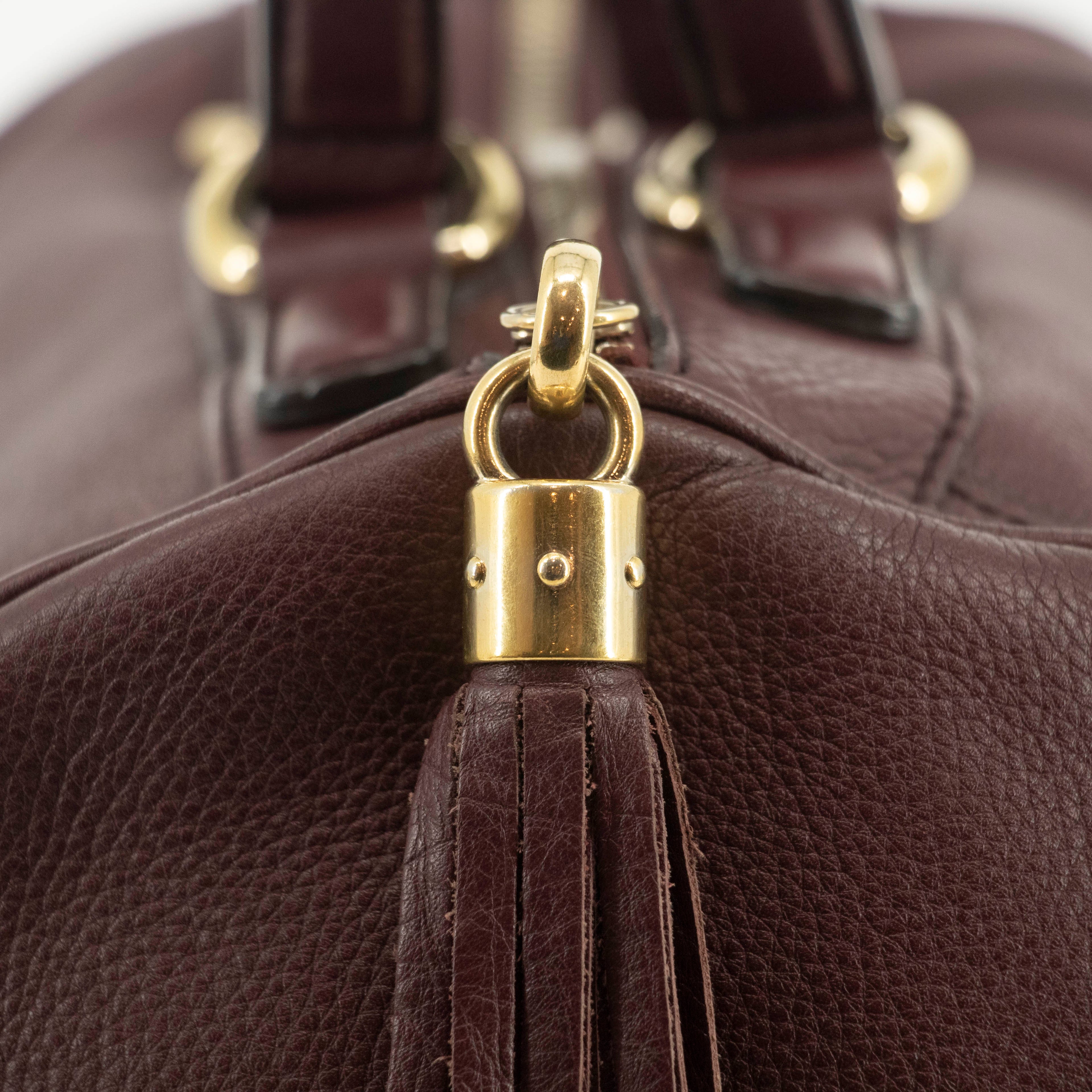 Gucci Burgundy Leather Tassel Soho Boston Bag #4736