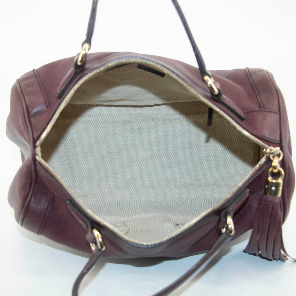 Gucci Burgundy Leather Tassel Soho Boston Bag #4736