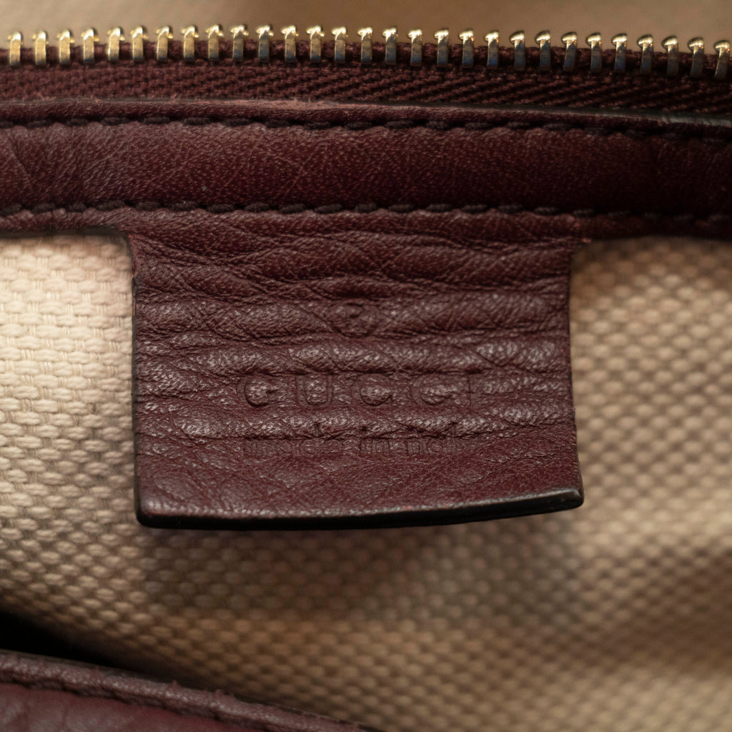 Gucci Burgundy Leather Tassel Soho Boston Bag #4736