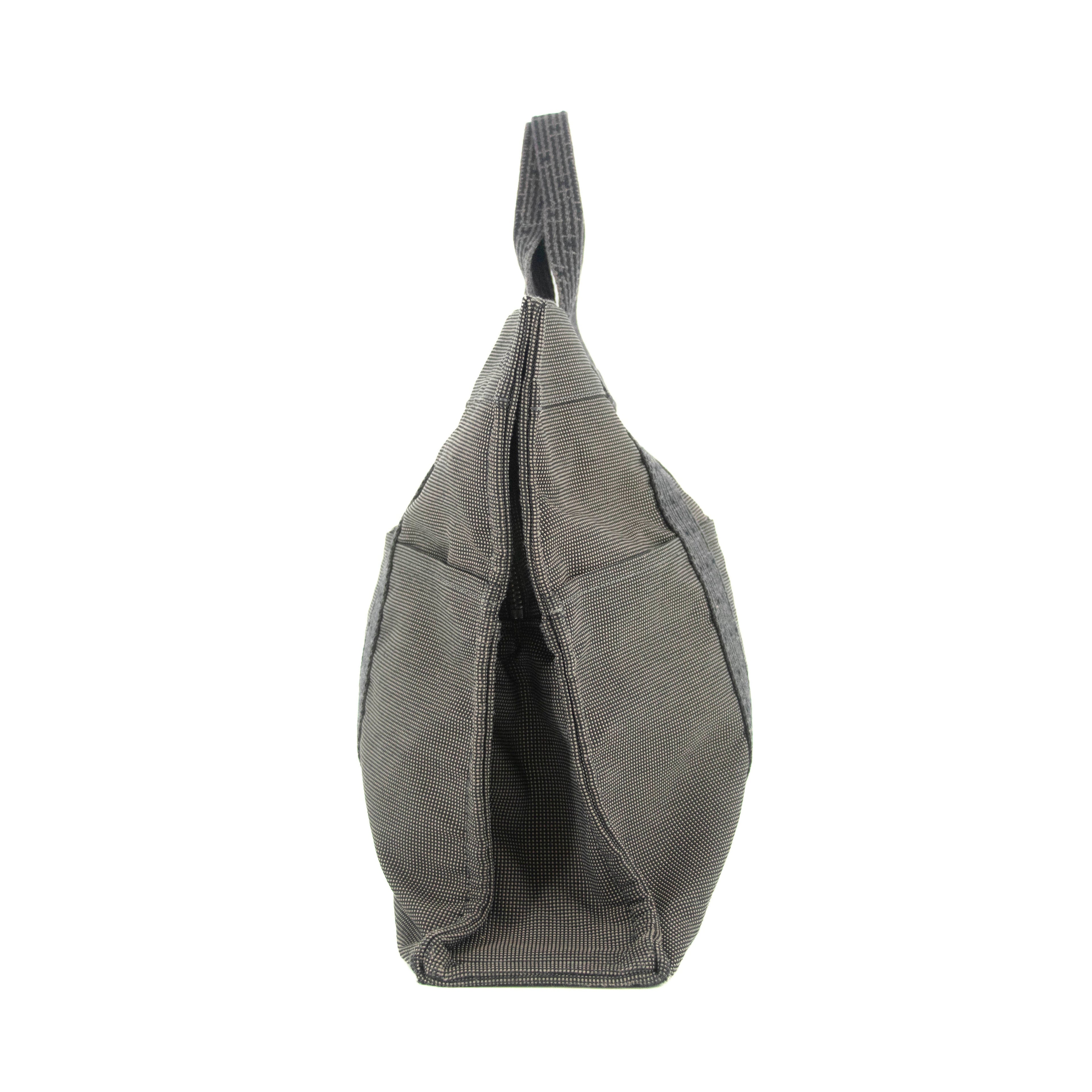Hermes Herline MM Grey Canvas Tote Bag #4781