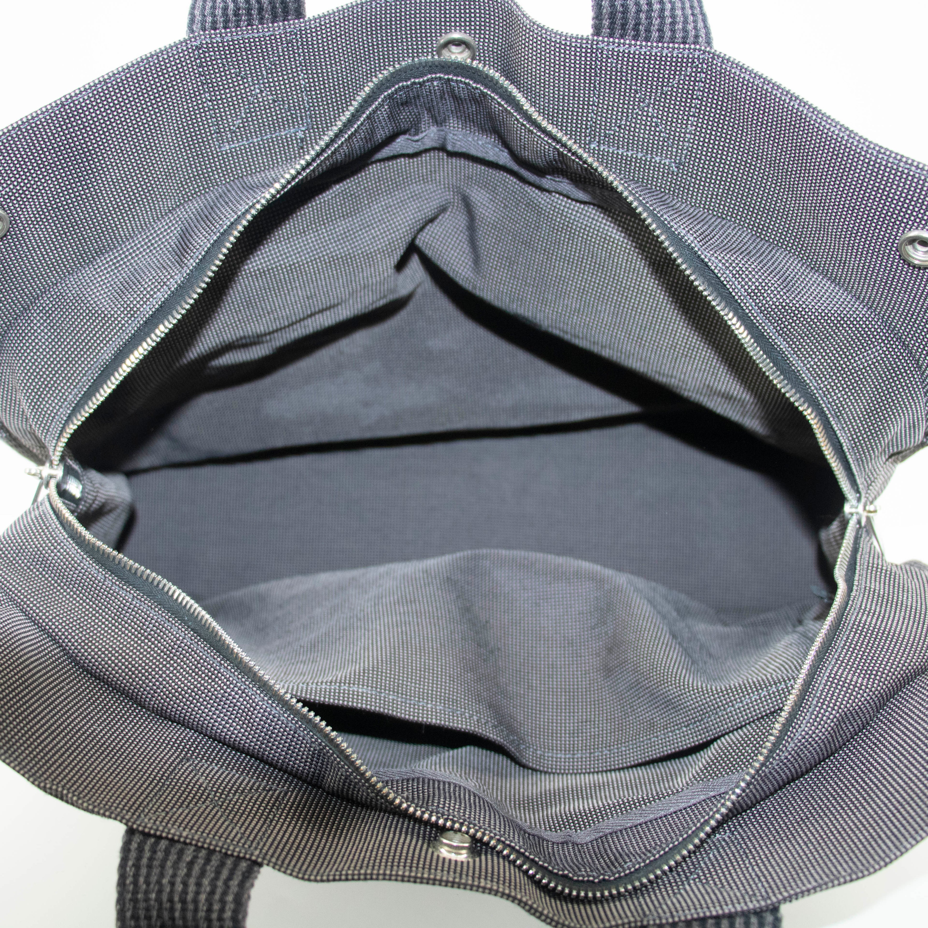 Hermes Herline MM Grey Canvas Tote Bag #4781