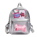 Silver metallic backpack purse for girls, school bag pink, star bone backpack fashion stylish women