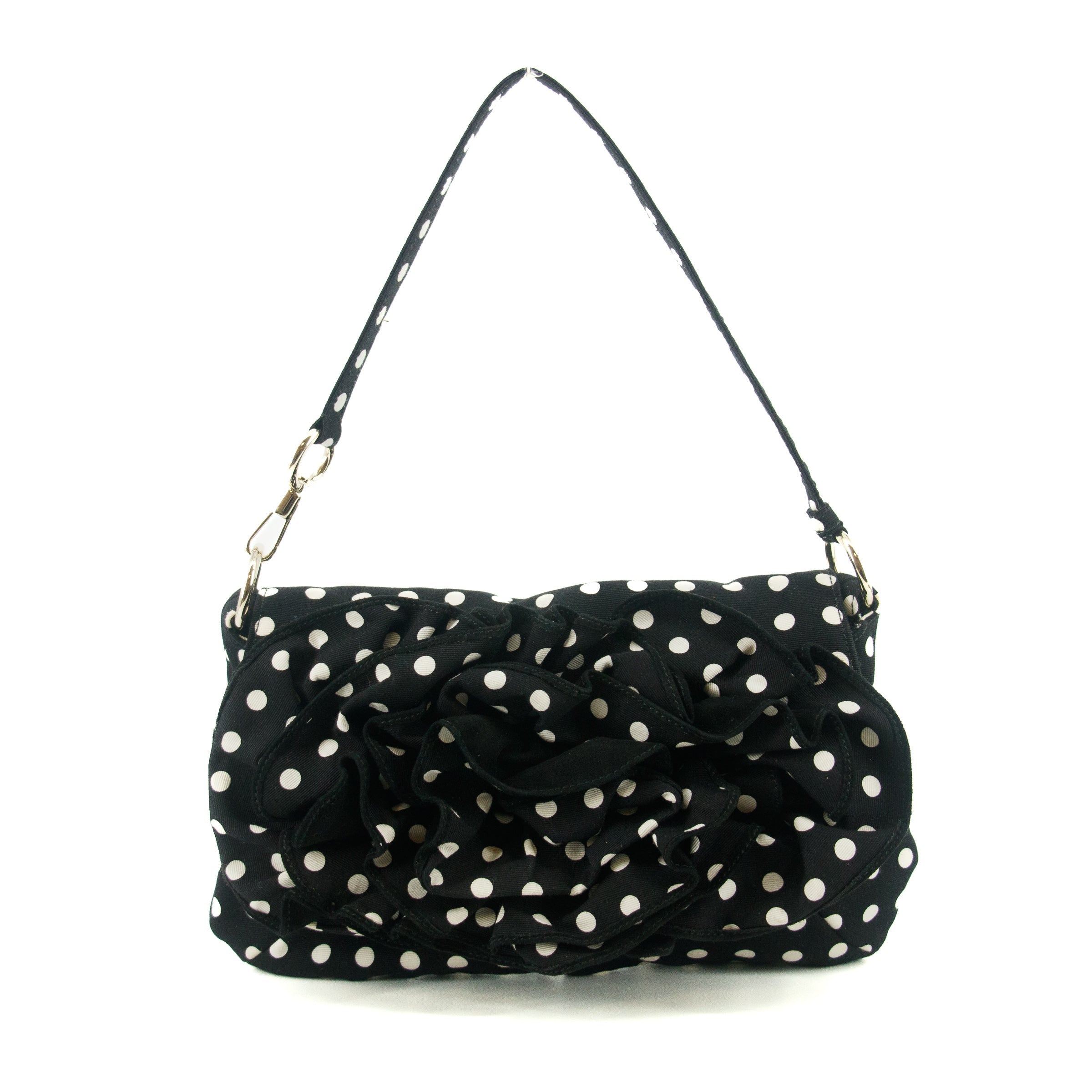 Yves Saint Laurent Canvas Black Polka Dot Shoulder Bag #5276