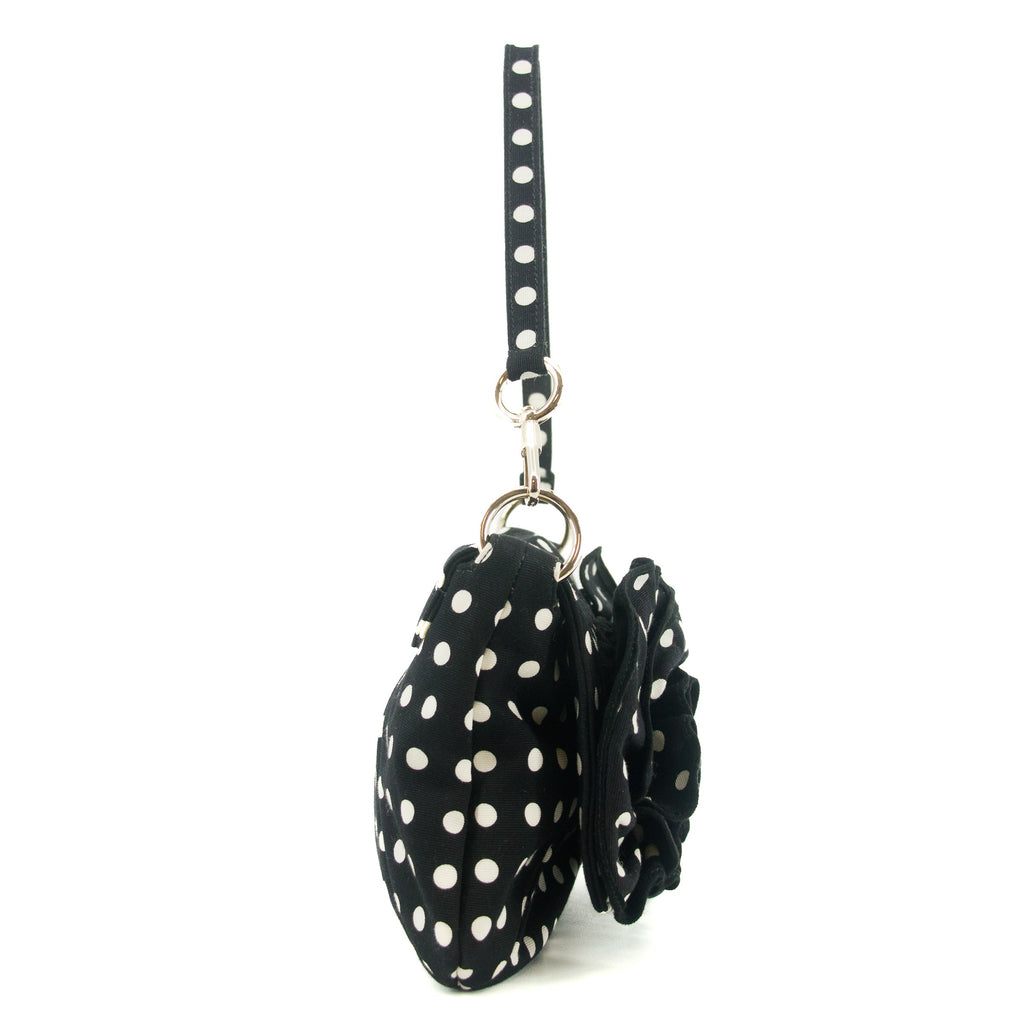 Yves Saint Laurent Canvas Black Polka Dot Shoulder Bag #5276