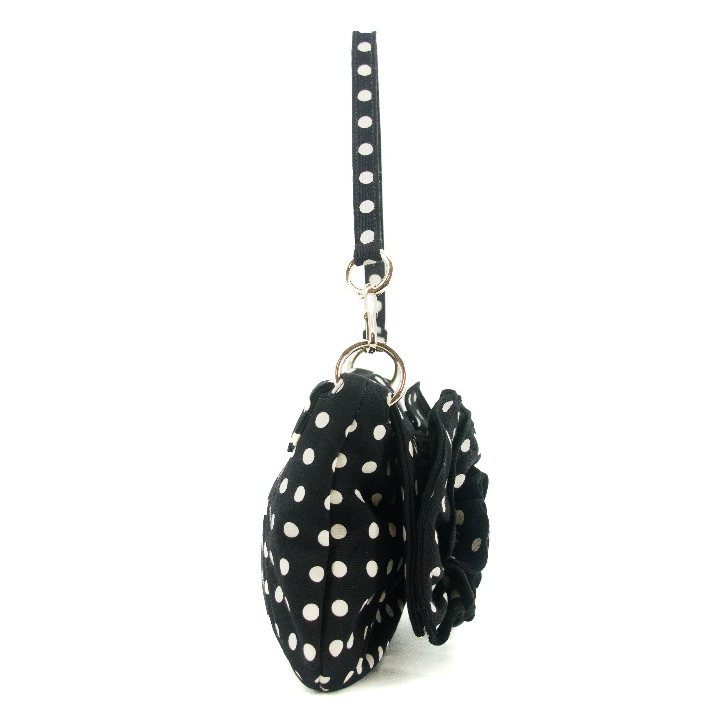 Yves Saint Laurent Canvas Black Polka Dot Shoulder Bag #5276