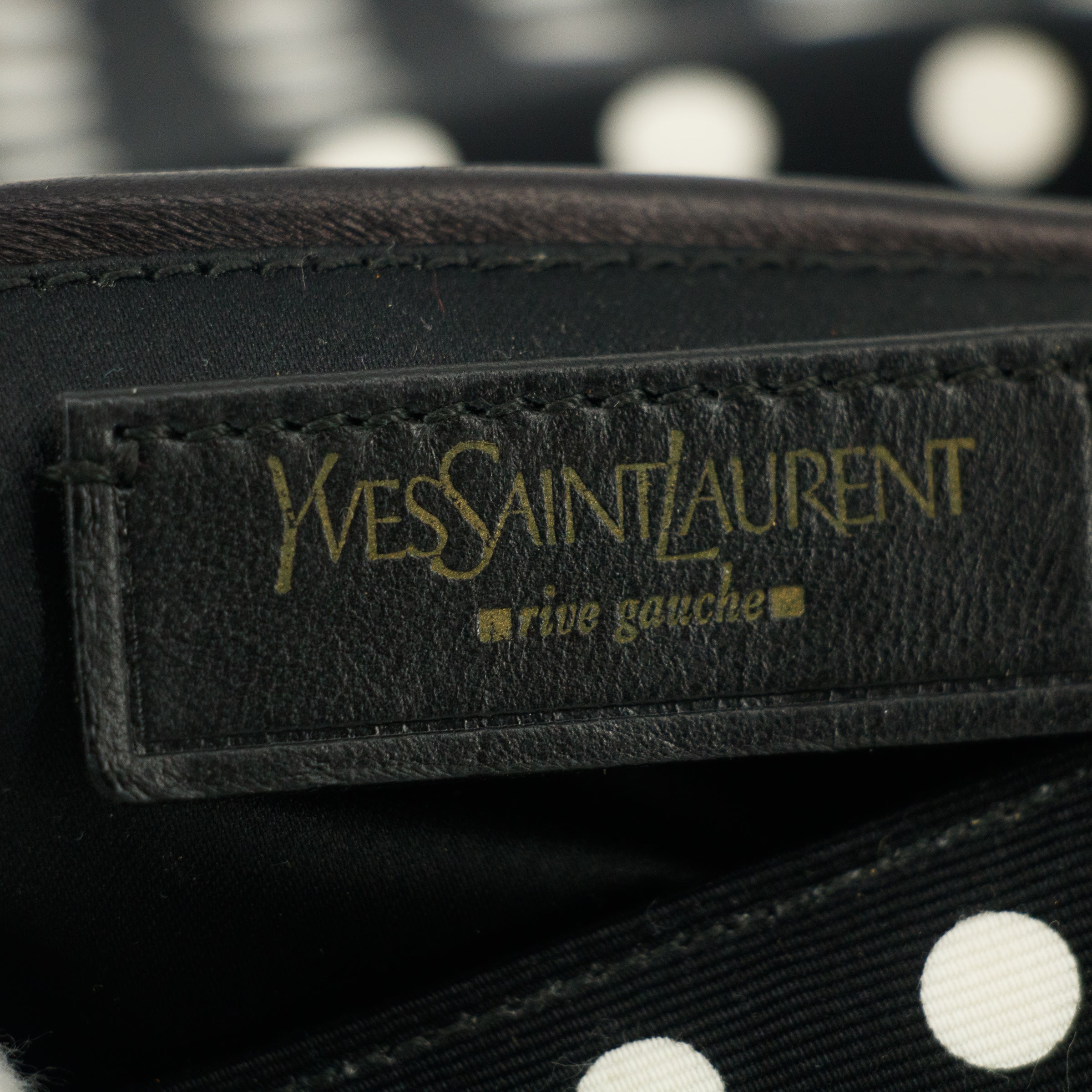 Yves Saint Laurent Canvas Black Polka Dot Shoulder Bag #5276