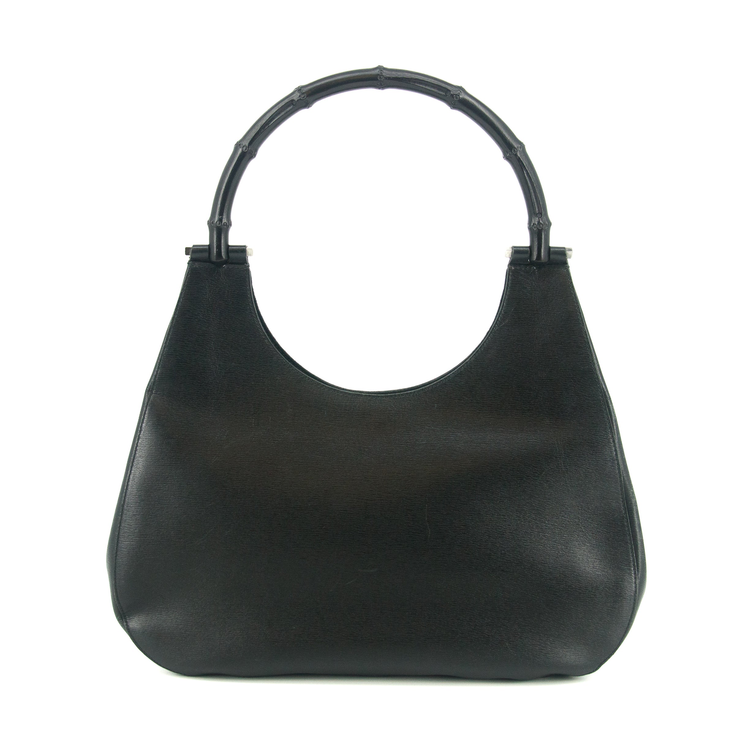 Guccci Bamboo Black Leather Shoulder Bag #5293
