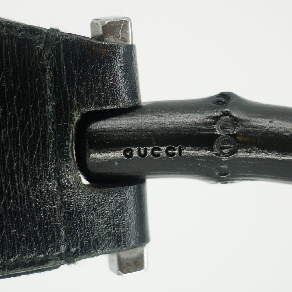 Guccci Bamboo Black Leather Shoulder Bag #5293