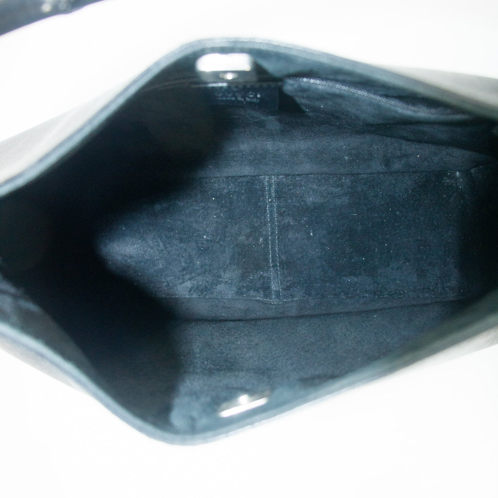 Guccci Bamboo Black Leather Shoulder Bag #5293