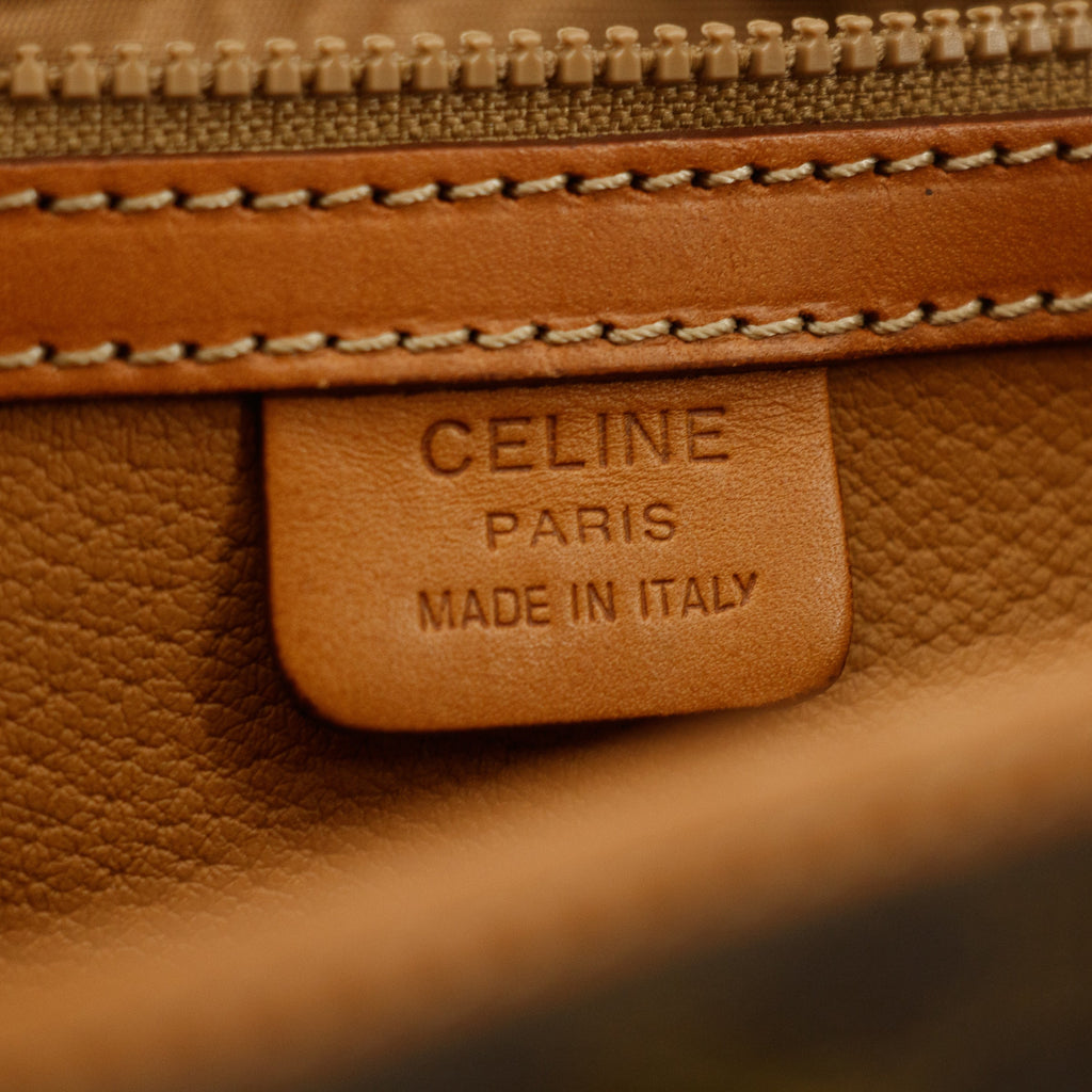 Celine Macadam Triomphe Brown Leather Boston Bag  #5367