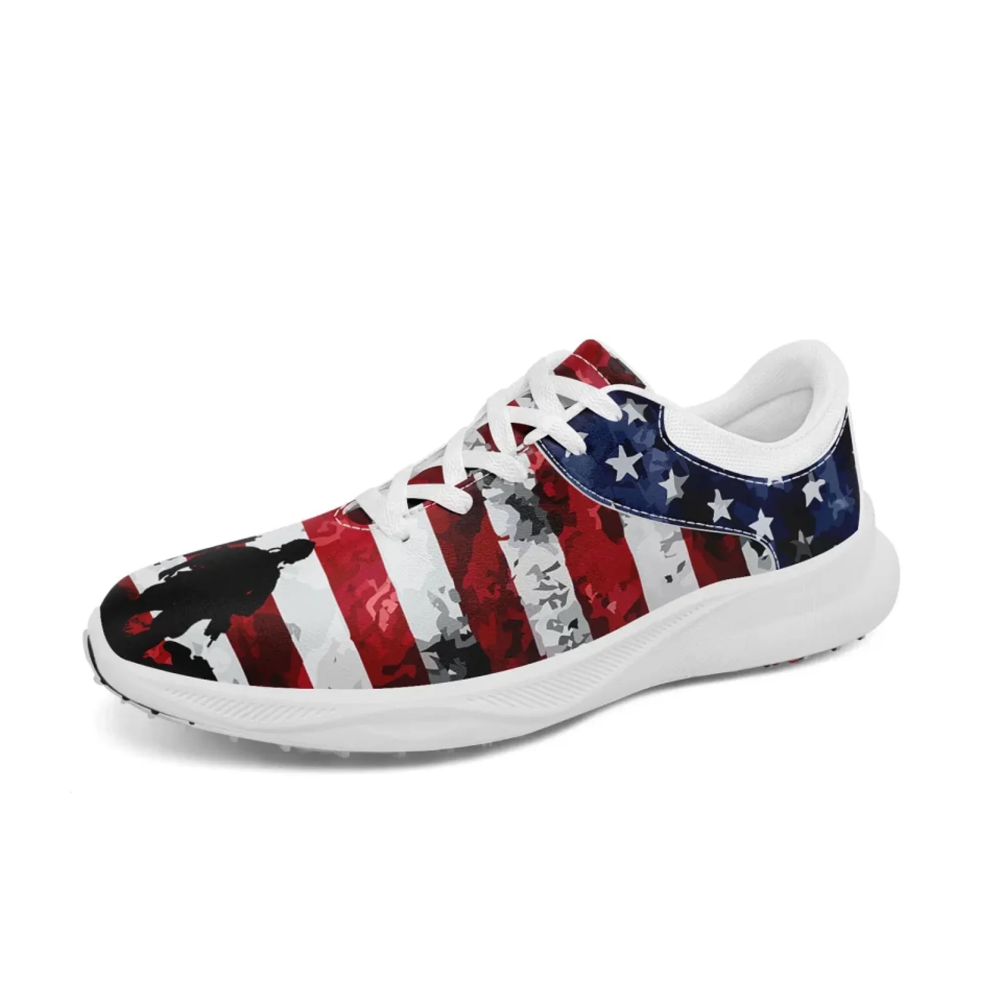 Personalized US Flag Sneakers, Custom Patriotic Shoes, Premium Golf Shoes