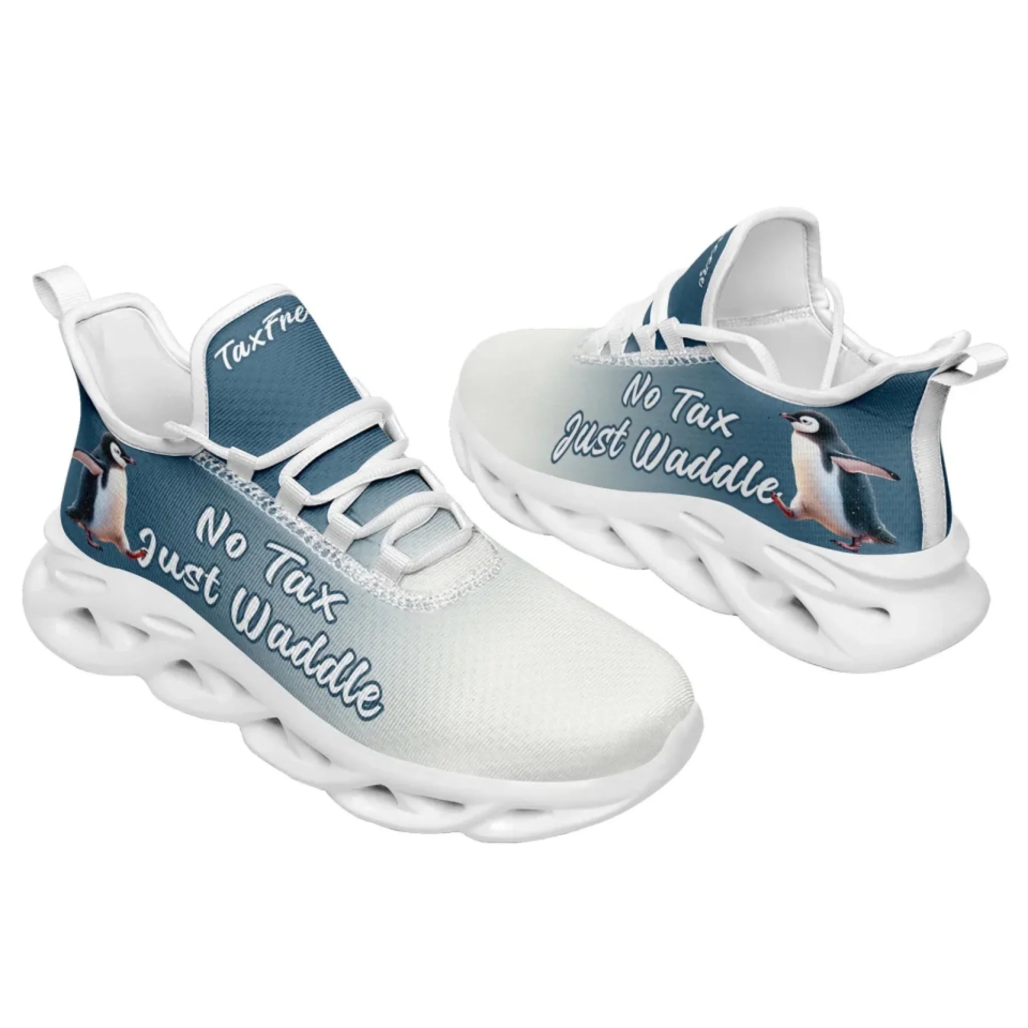 Personalized Tax Penguin Sneakers, Custom Tax Freeze Shoes, Breathable Unisex Shoes