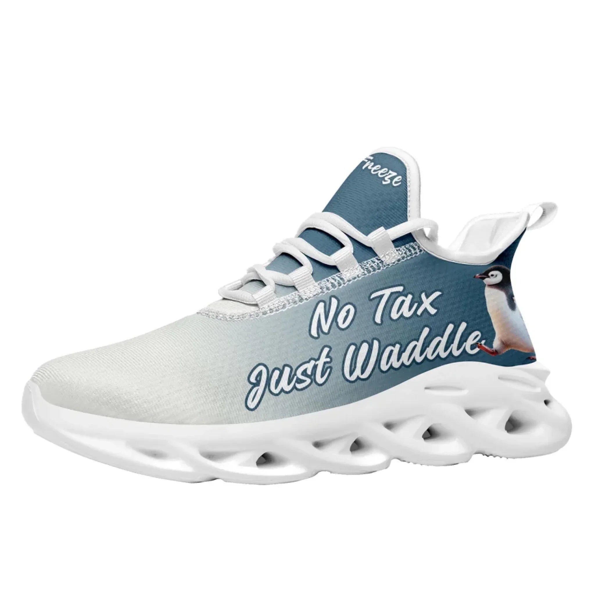 Personalized Tax Penguin Sneakers, Custom Tax Freeze Shoes, Breathable Unisex Shoes