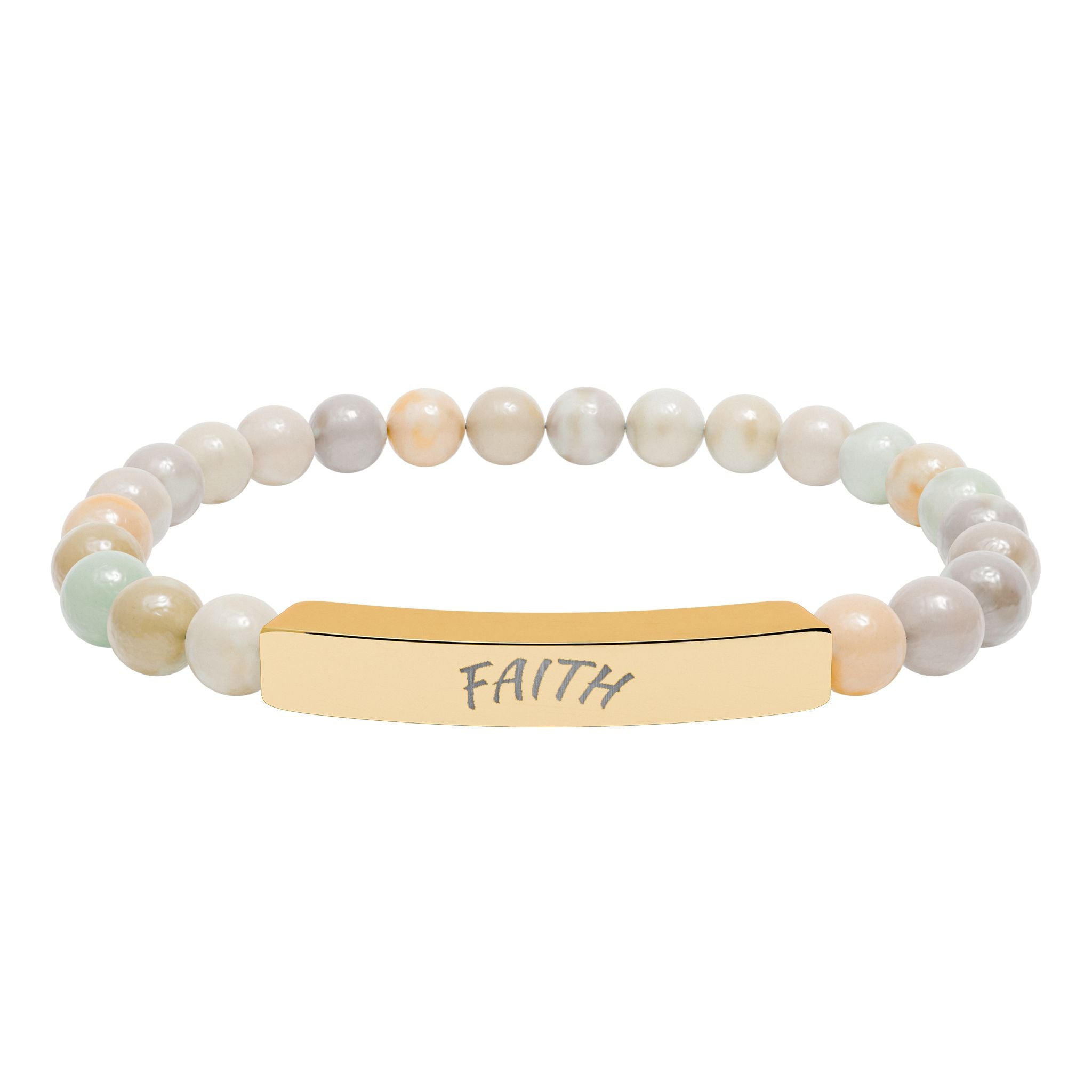 Engraved 'FAITH' Natural Stone Stretch Bar Bracelet