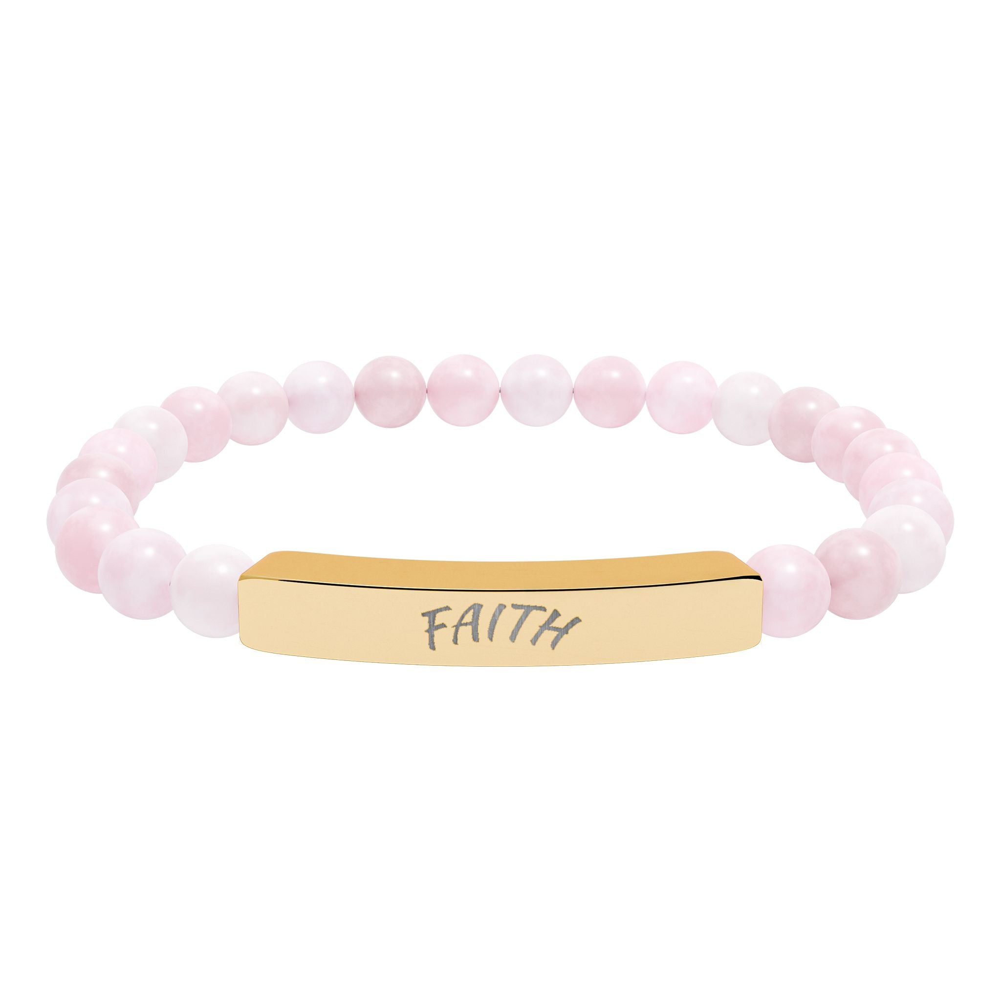 Engraved 'FAITH' Natural Stone Stretch Bar Bracelet