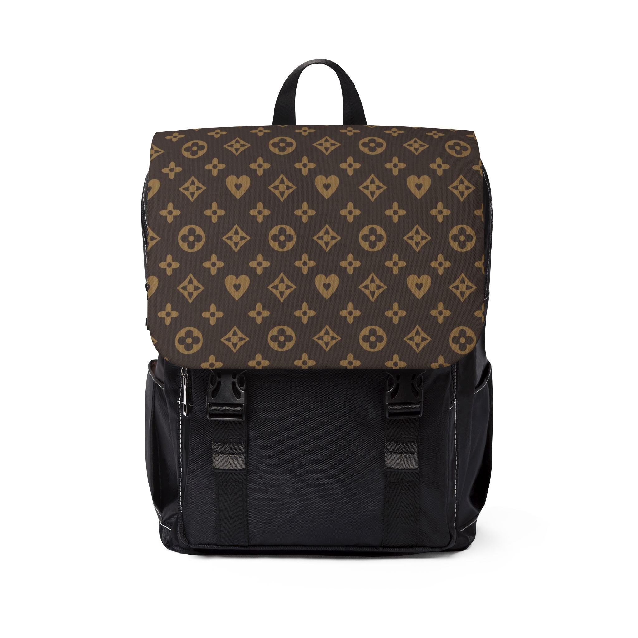 Monogram-Print Casual Shoulder Backpack